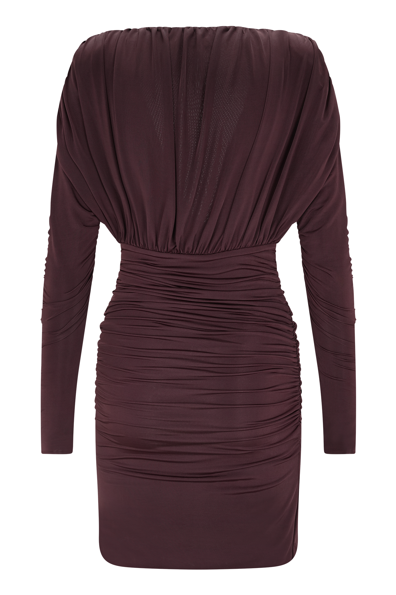 Hayden Long Sleeve Plunge Mini Dress - Burgundy - Image 8