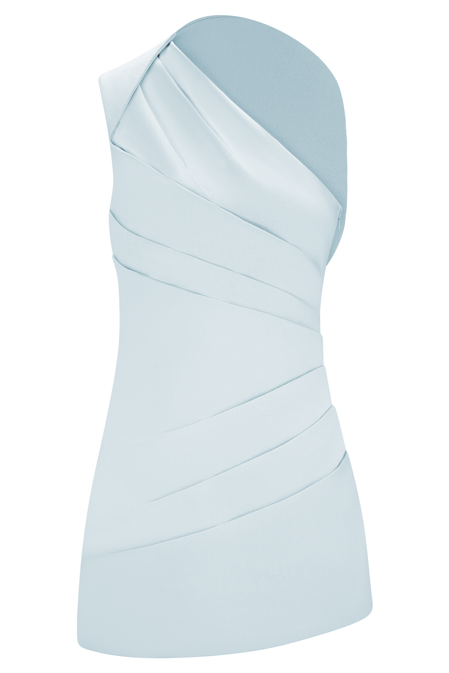 Helena One Shoulder Linen Mini Dress - Powder Blue - Image 11