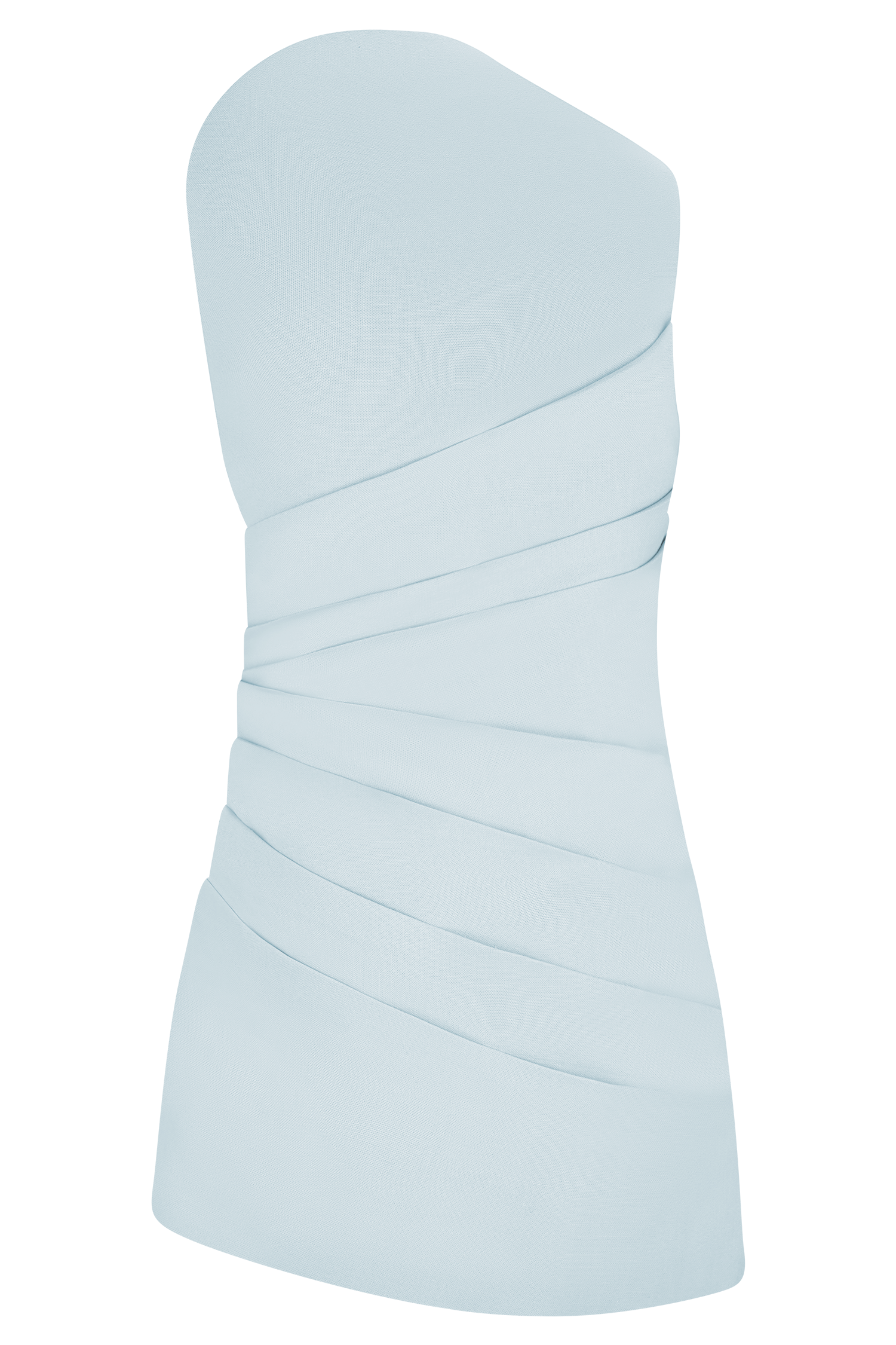 Helena One Shoulder Linen Mini Dress - Powder Blue - Image 10