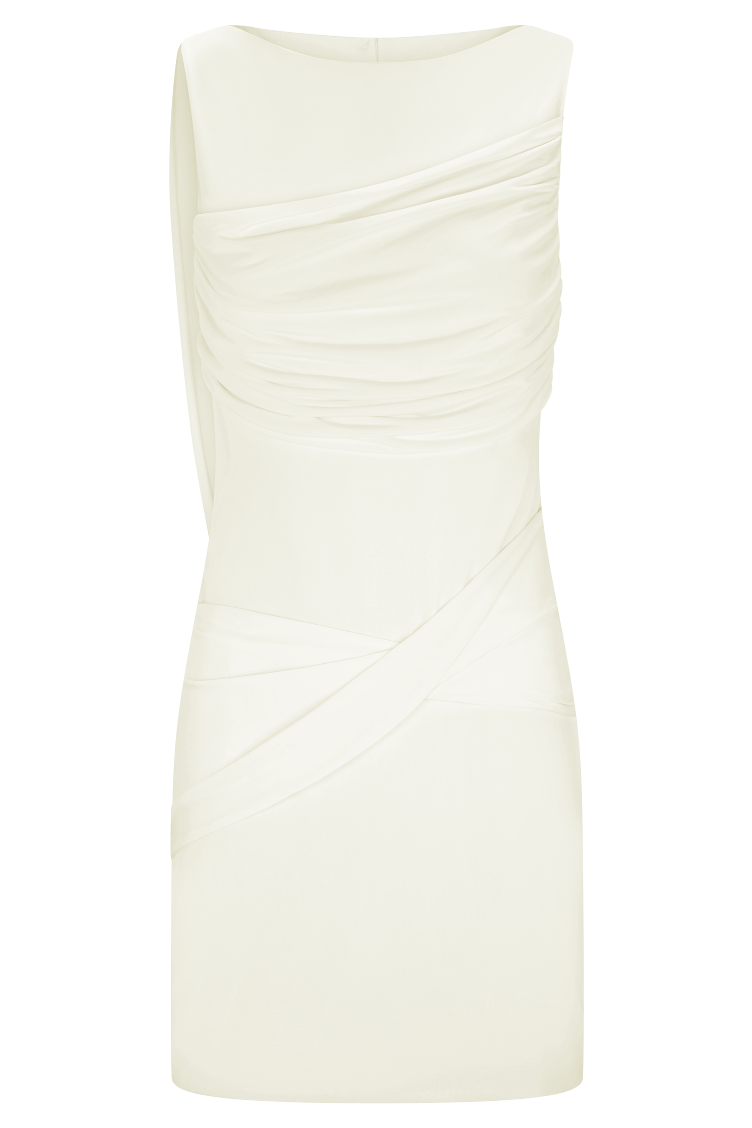 Henley Slinky Drape Mini Dress - Ivory - Image 9
