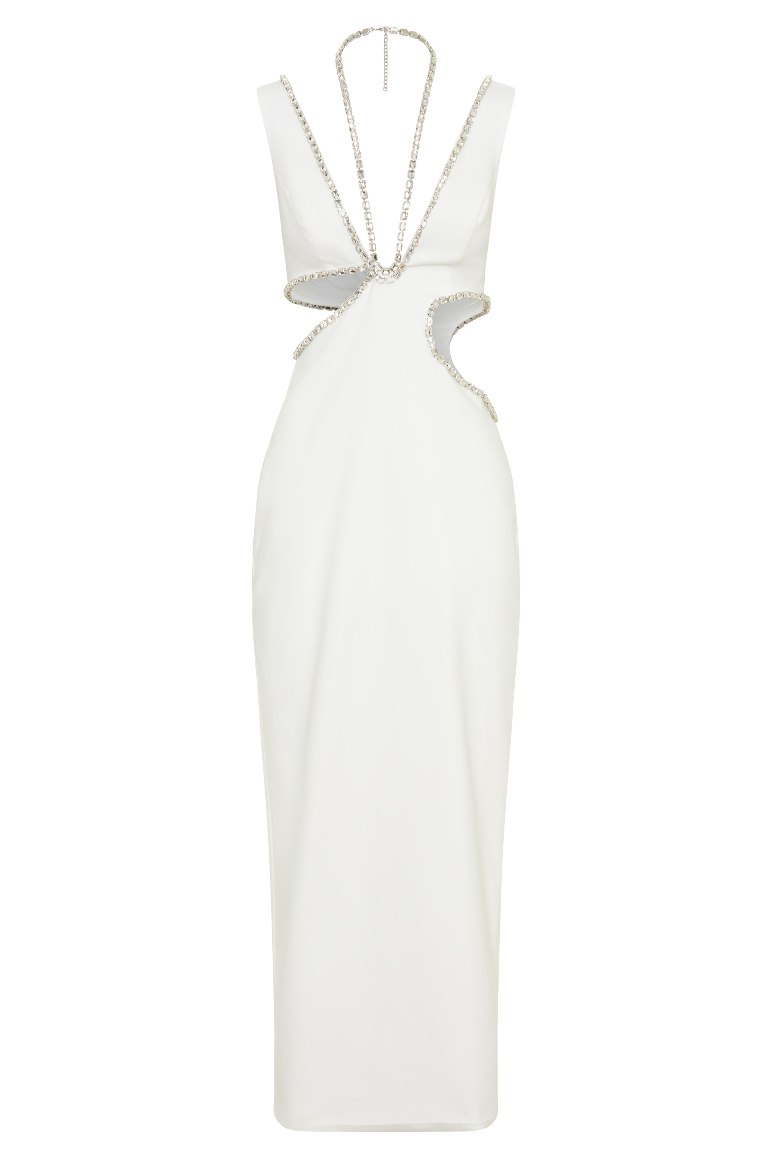 Henny Diamante Trim Cut Out Midi Dress - White - Image 11