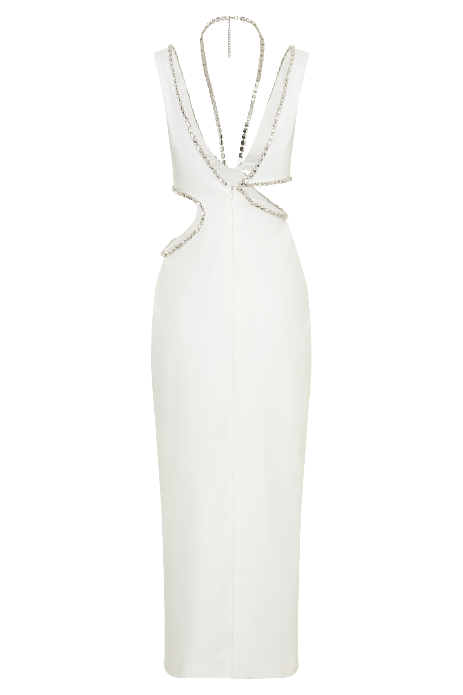 Henny Diamante Trim Cut Out Midi Dress - White - Image 10