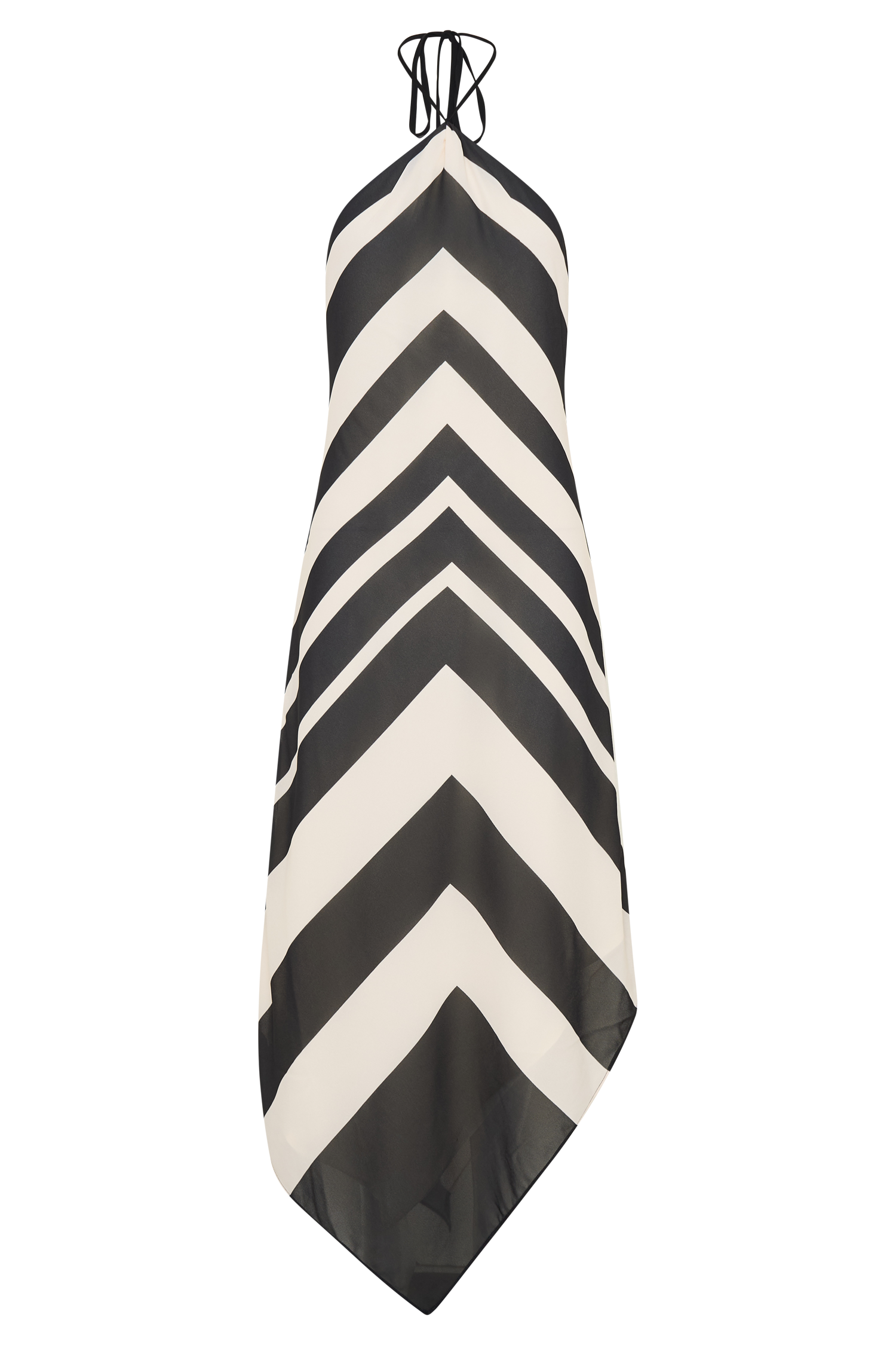 Hope Satin Halter Midi Dress - Black/White - Image 10