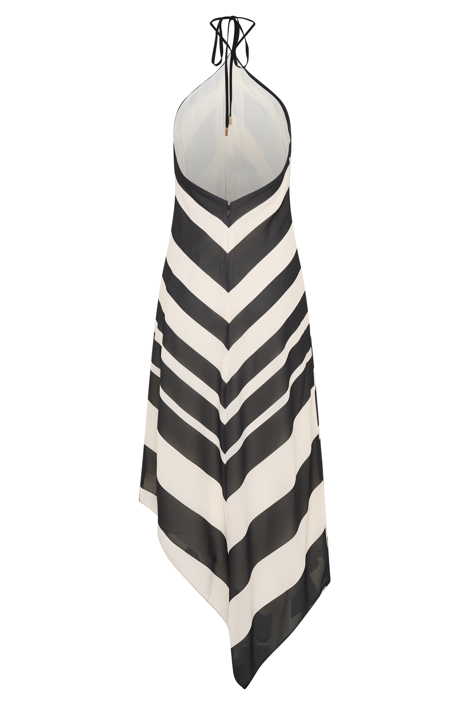 Hope Satin Halter Midi Dress - Black/White - Image 9