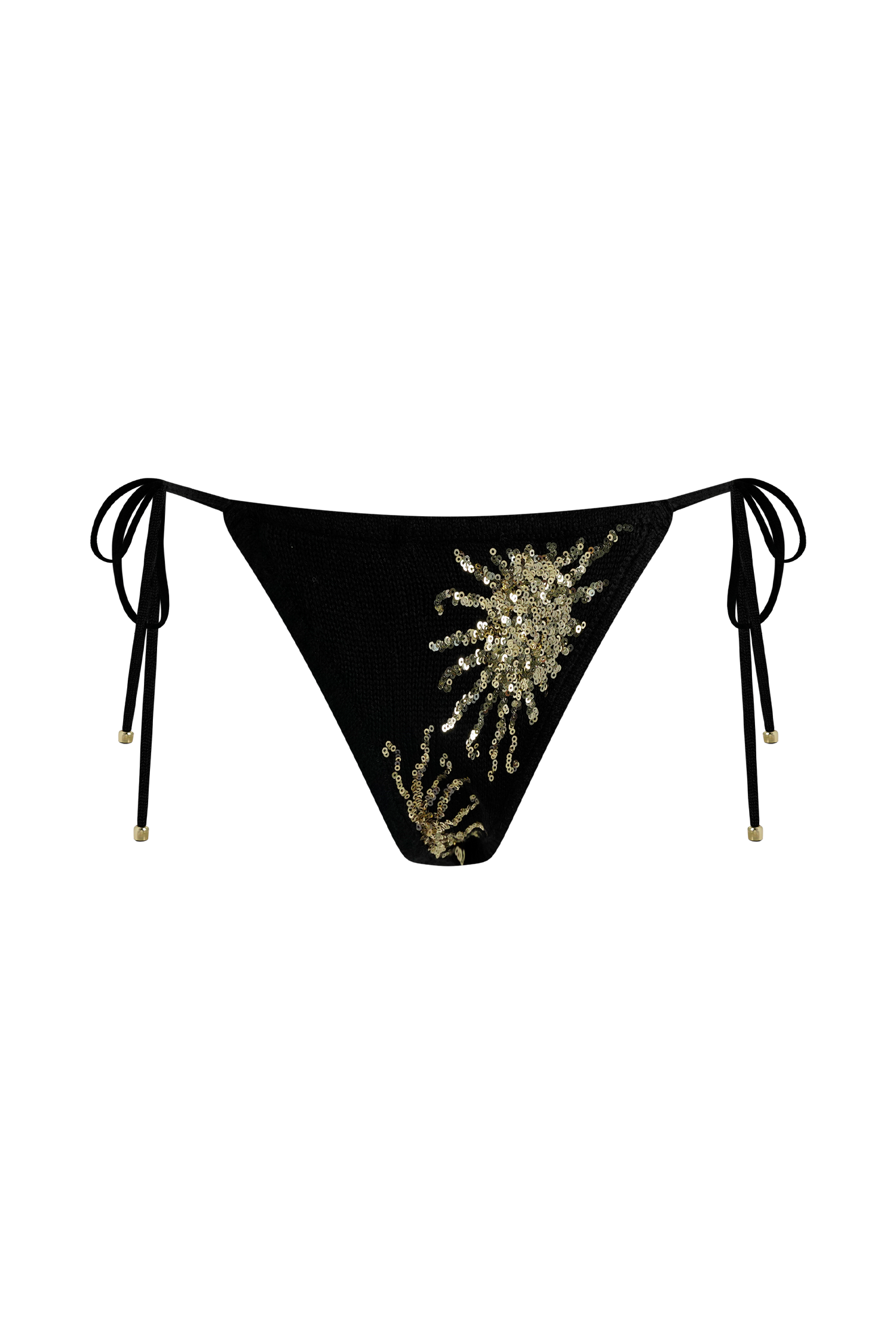 Huntleigh Crochet Bikini Bottom - Black & Gold Sunshine Print - Image 9