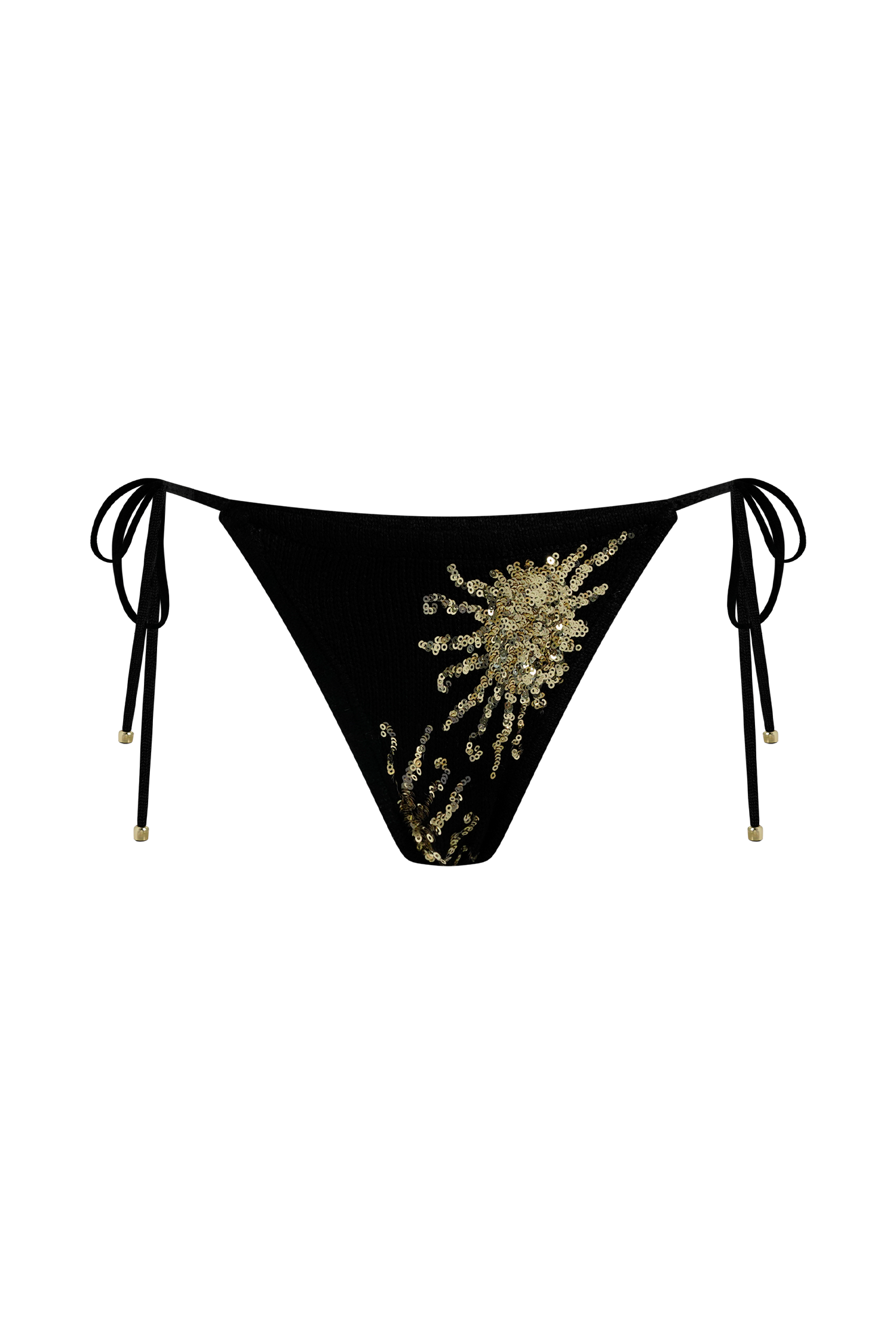 Huntleigh Crochet Bikini Bottom - Black & Gold Sunshine Print - Image 8