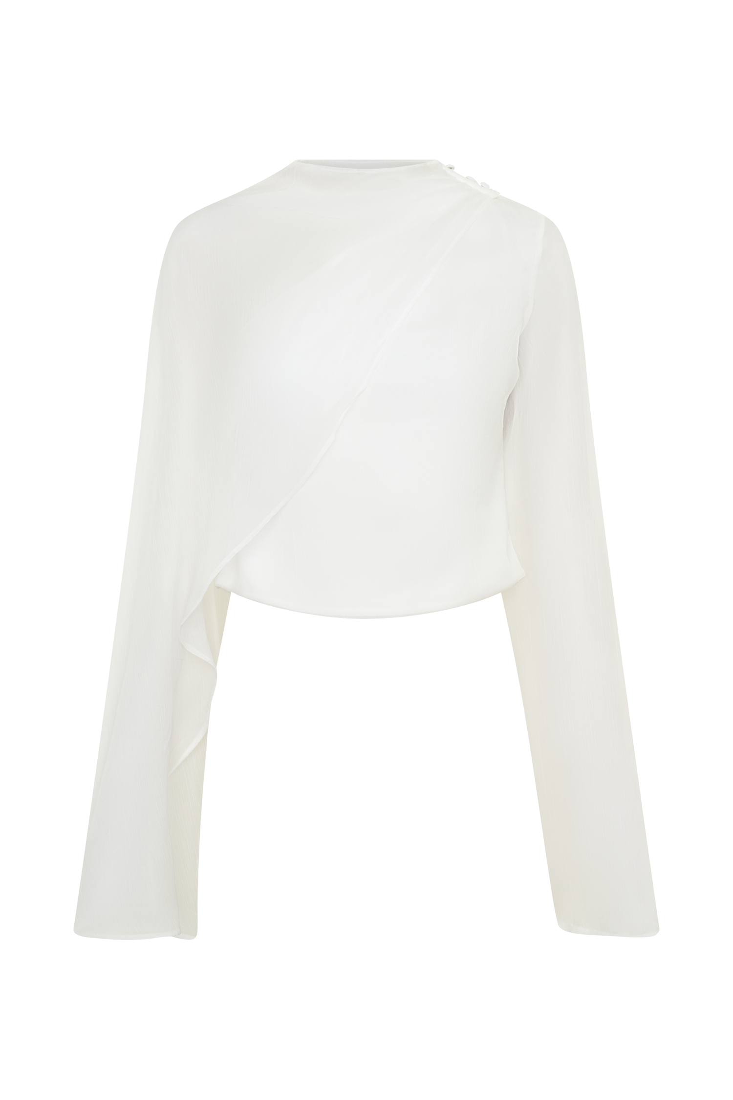 Ida Sheer Asymmetrical Long Sleeve Cape - White - Image 9