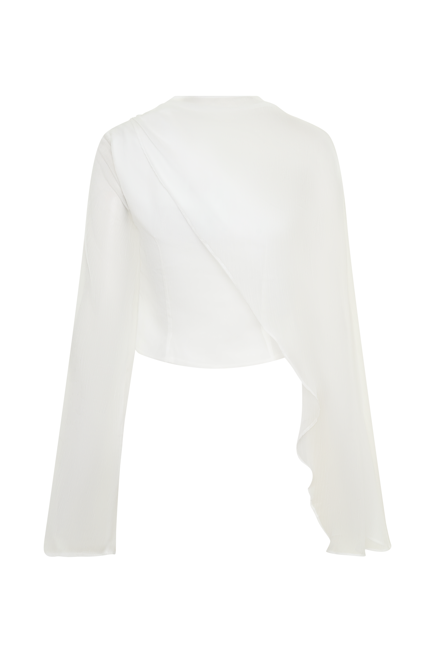 Ida Sheer Asymmetrical Long Sleeve Cape - White - Image 8