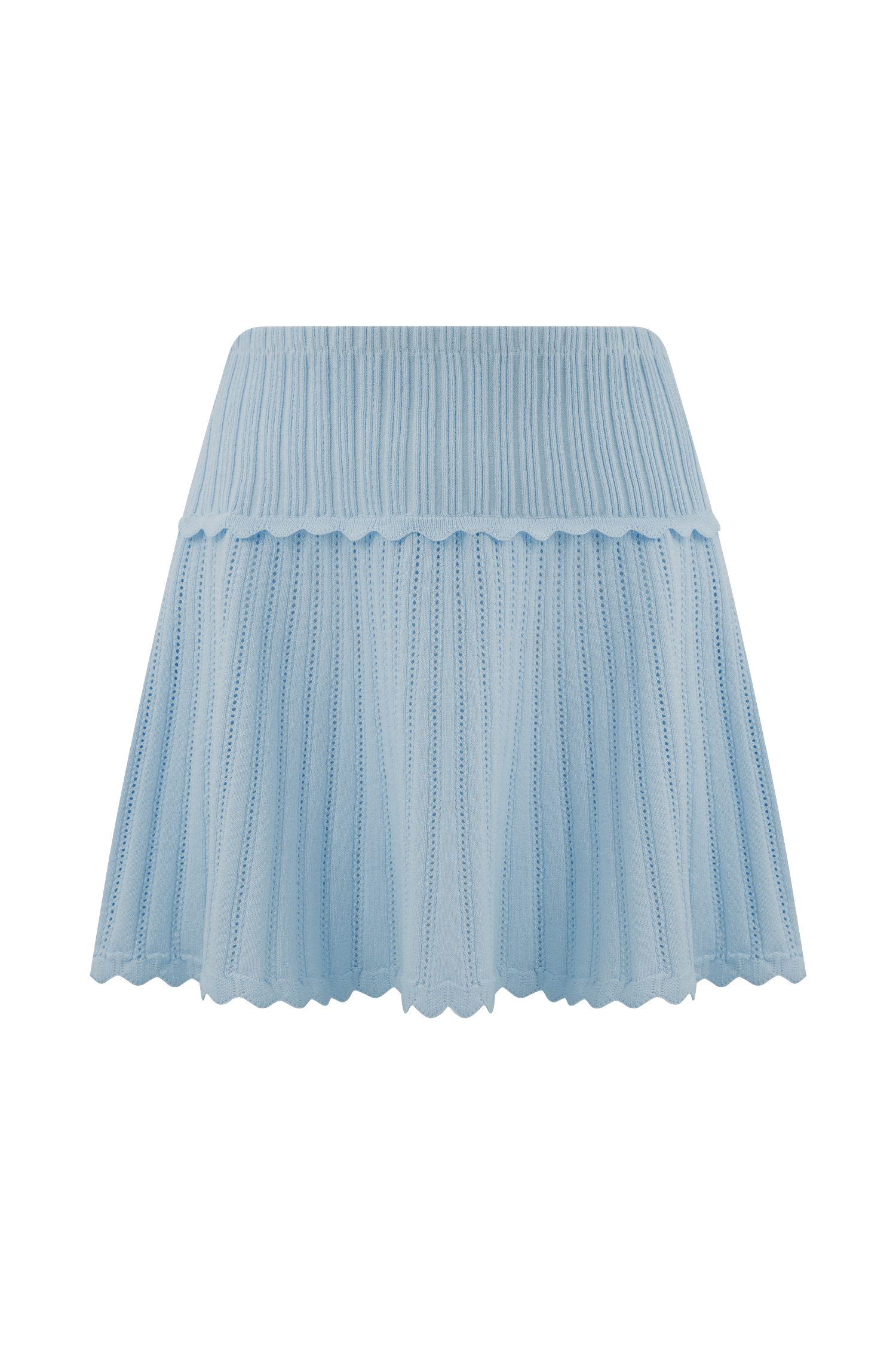 Indy Pointelle Knit Mini Skirt - Cornflower Blue - Image 9