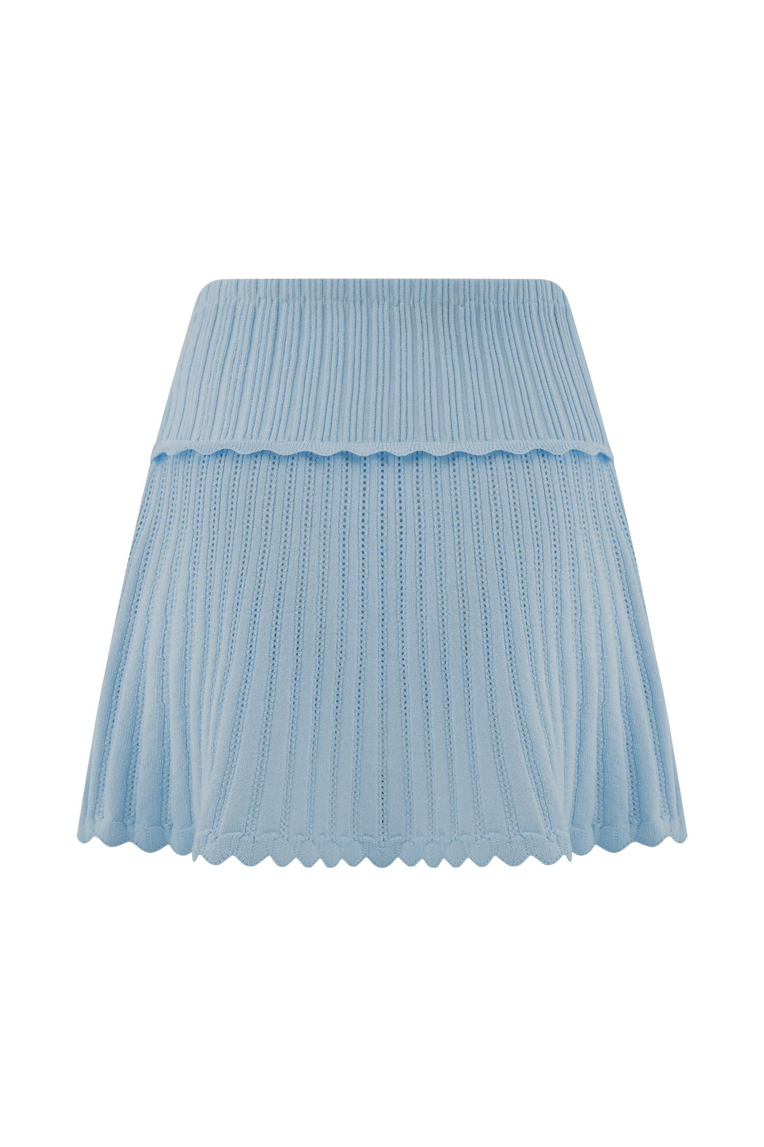 Indy Pointelle Knit Mini Skirt - Cornflower Blue - Image 8