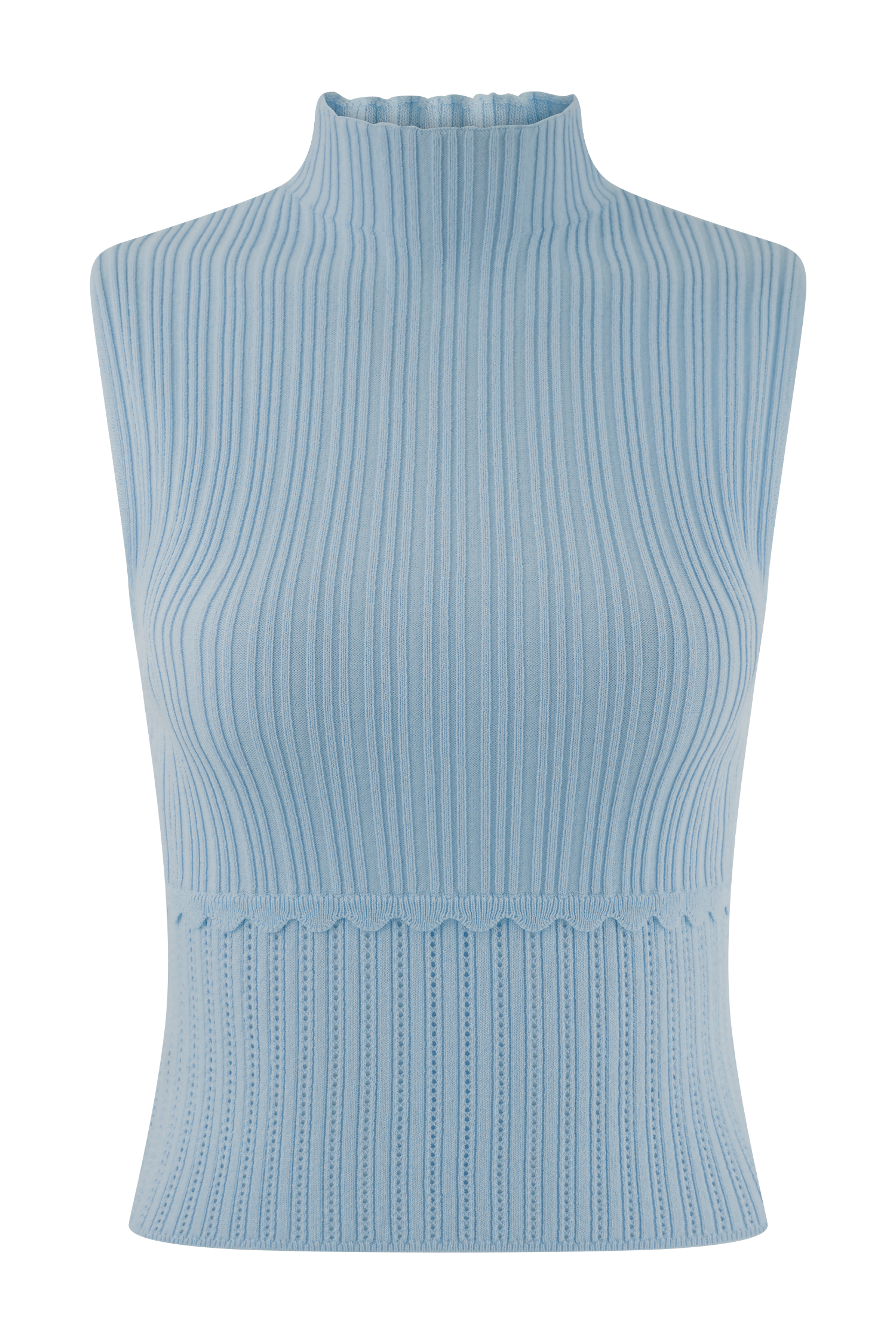 Indy Pointelle Knit Top - Cornflower Blue - Image 9