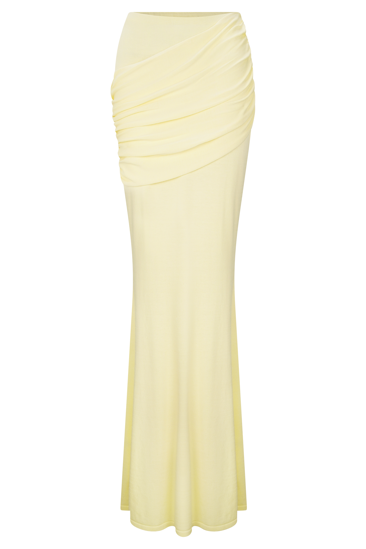 Irene Gathered Knit Maxi Skirt - Lemon - Image 7