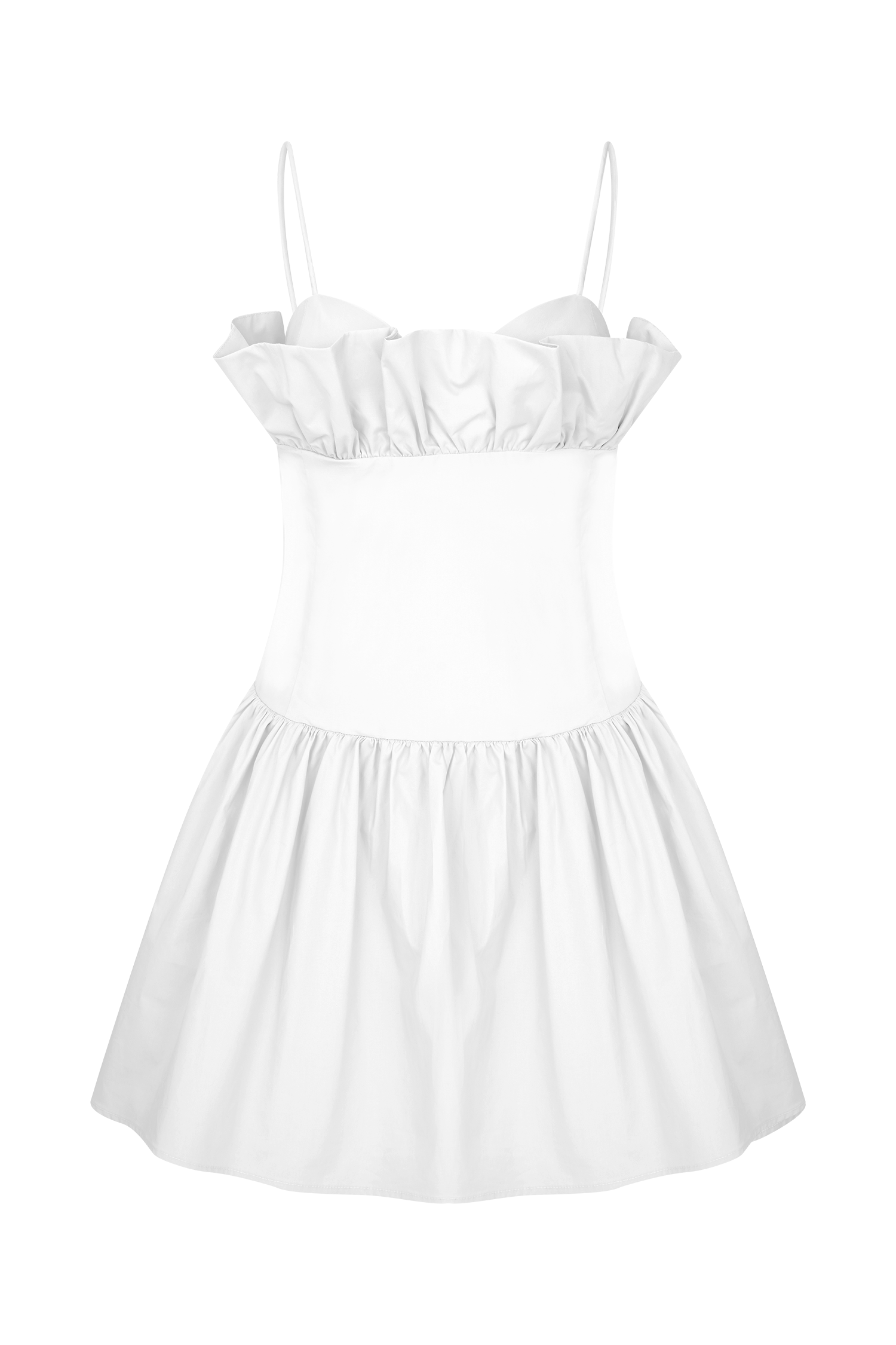 Janis Cotton Frill Mini Dress - White - Image 7