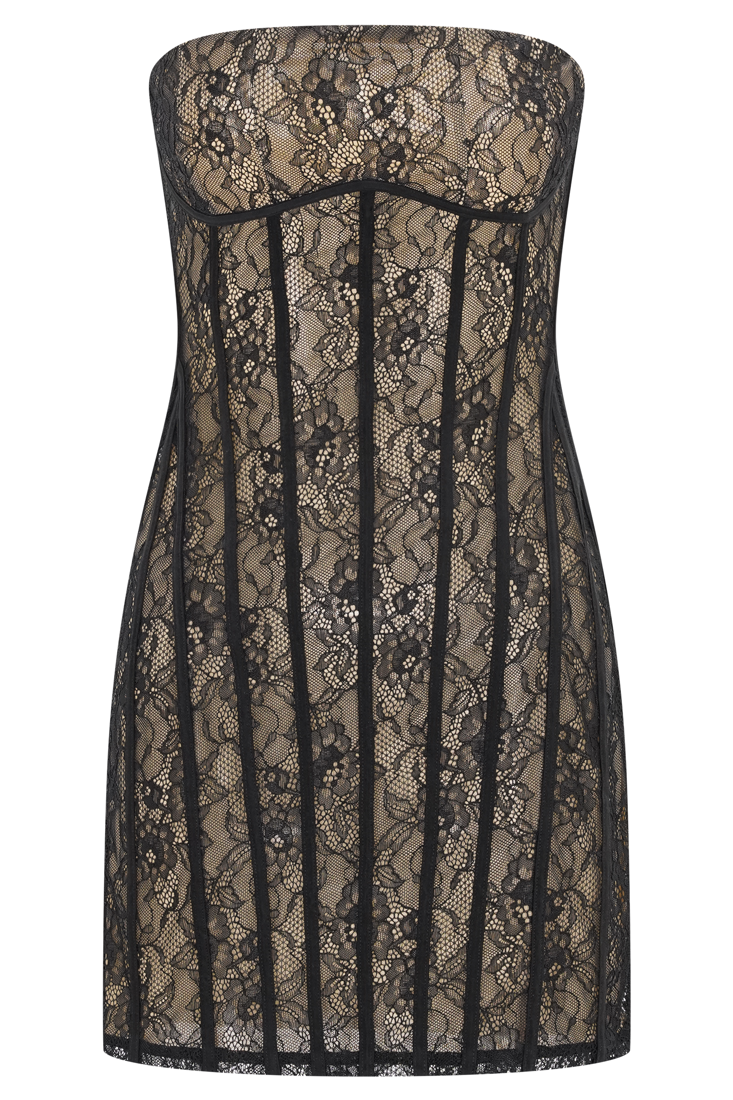 Jeannette Panelled Lace Mini Dress - Black - Image 9