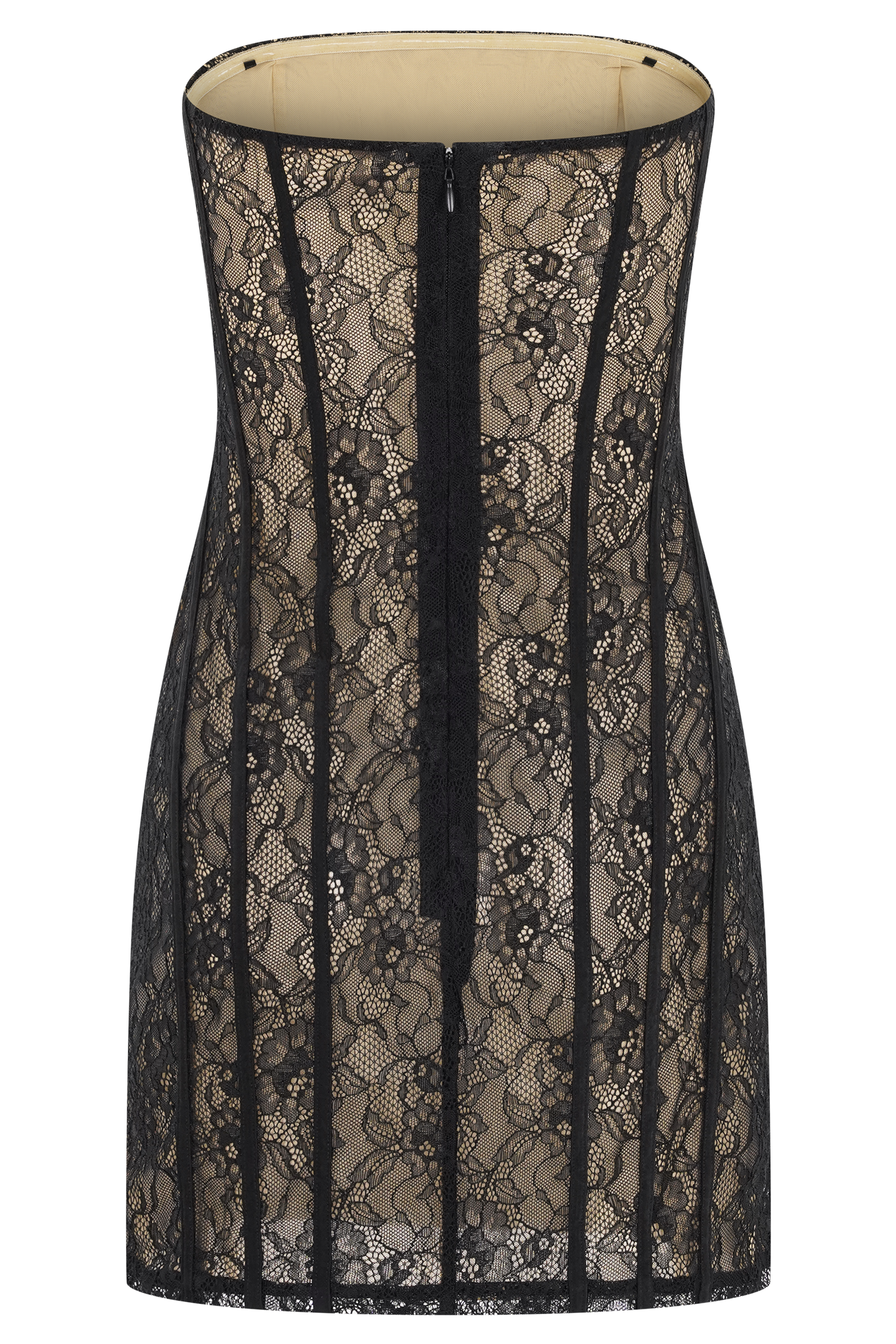 Jeannette Panelled Lace Mini Dress - Black - Image 8