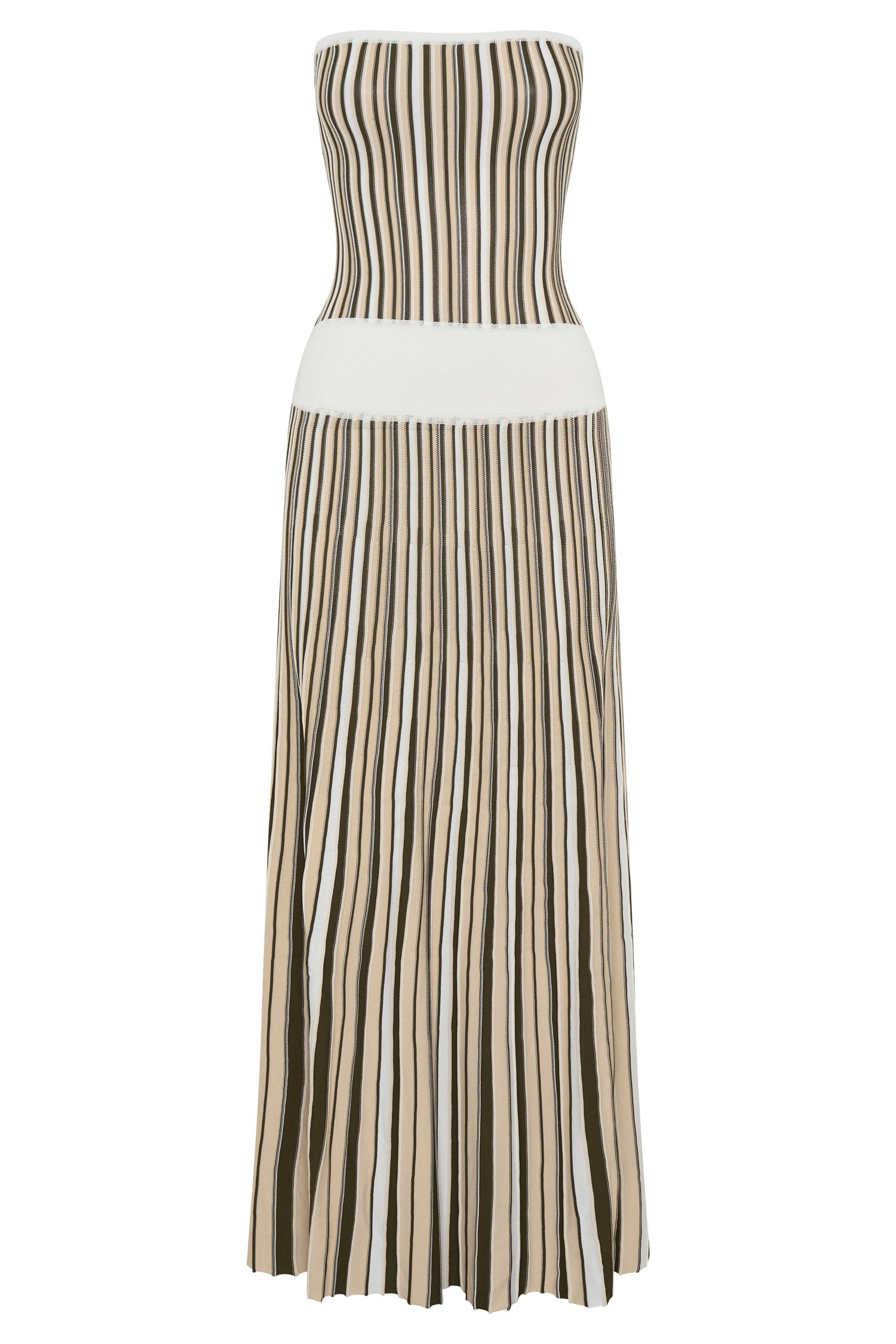 Joyce Stripe Maxi Knit Dress - Khaki/Ivory - Image 9