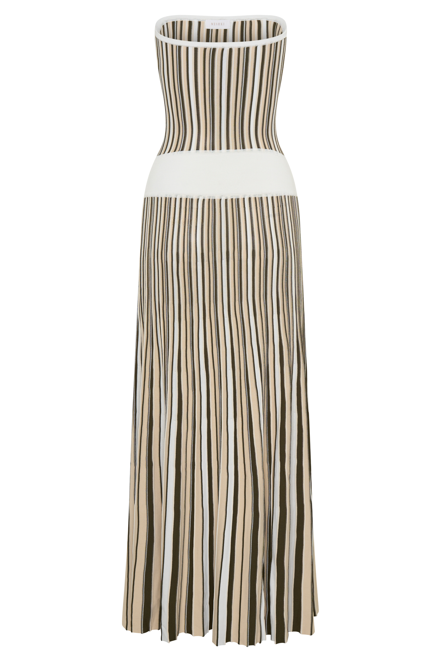 Joyce Stripe Maxi Knit Dress - Khaki/Ivory - Image 8