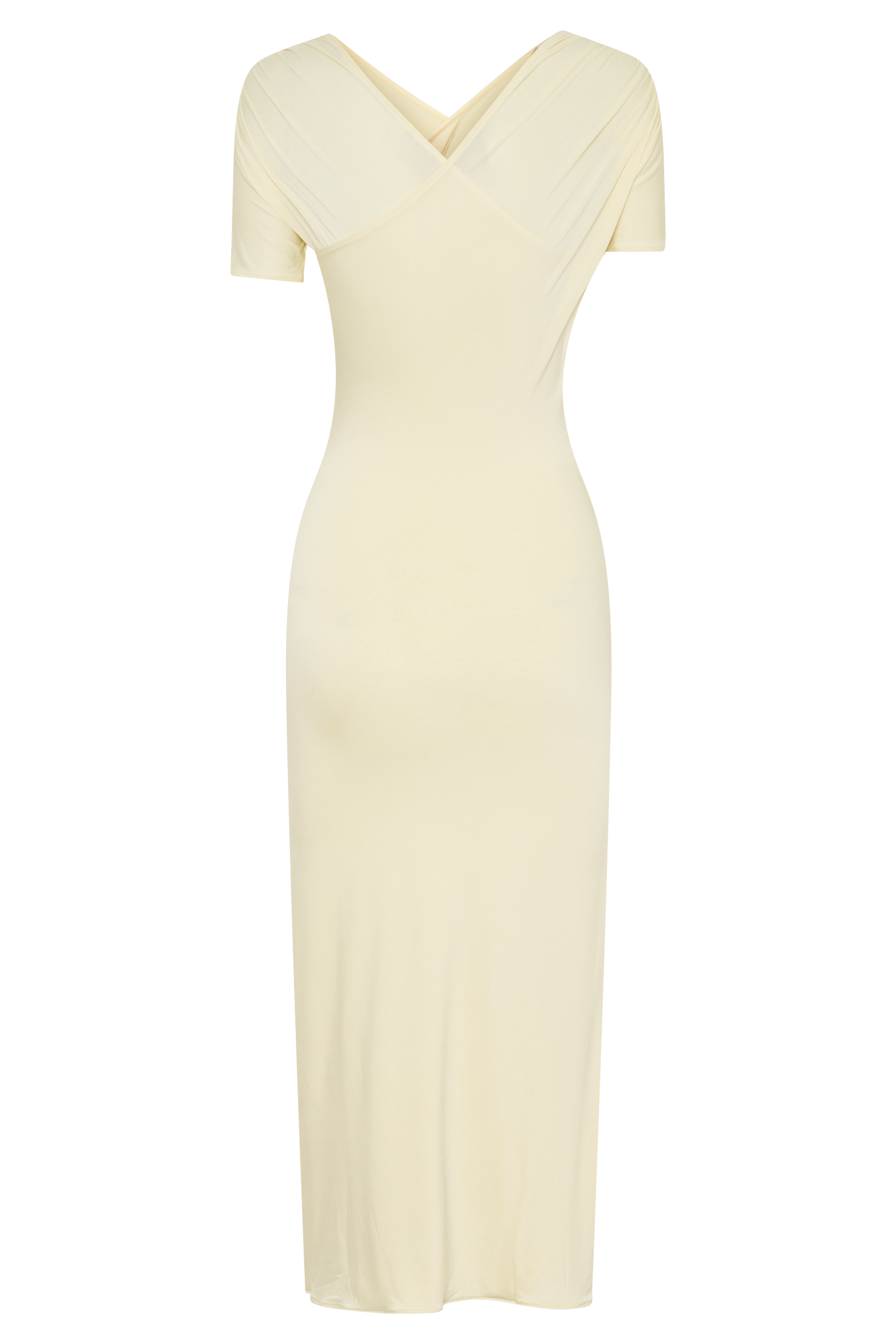 Junie Cross-Over Neck Slinky Maxi Dress - Lemon - Image 7