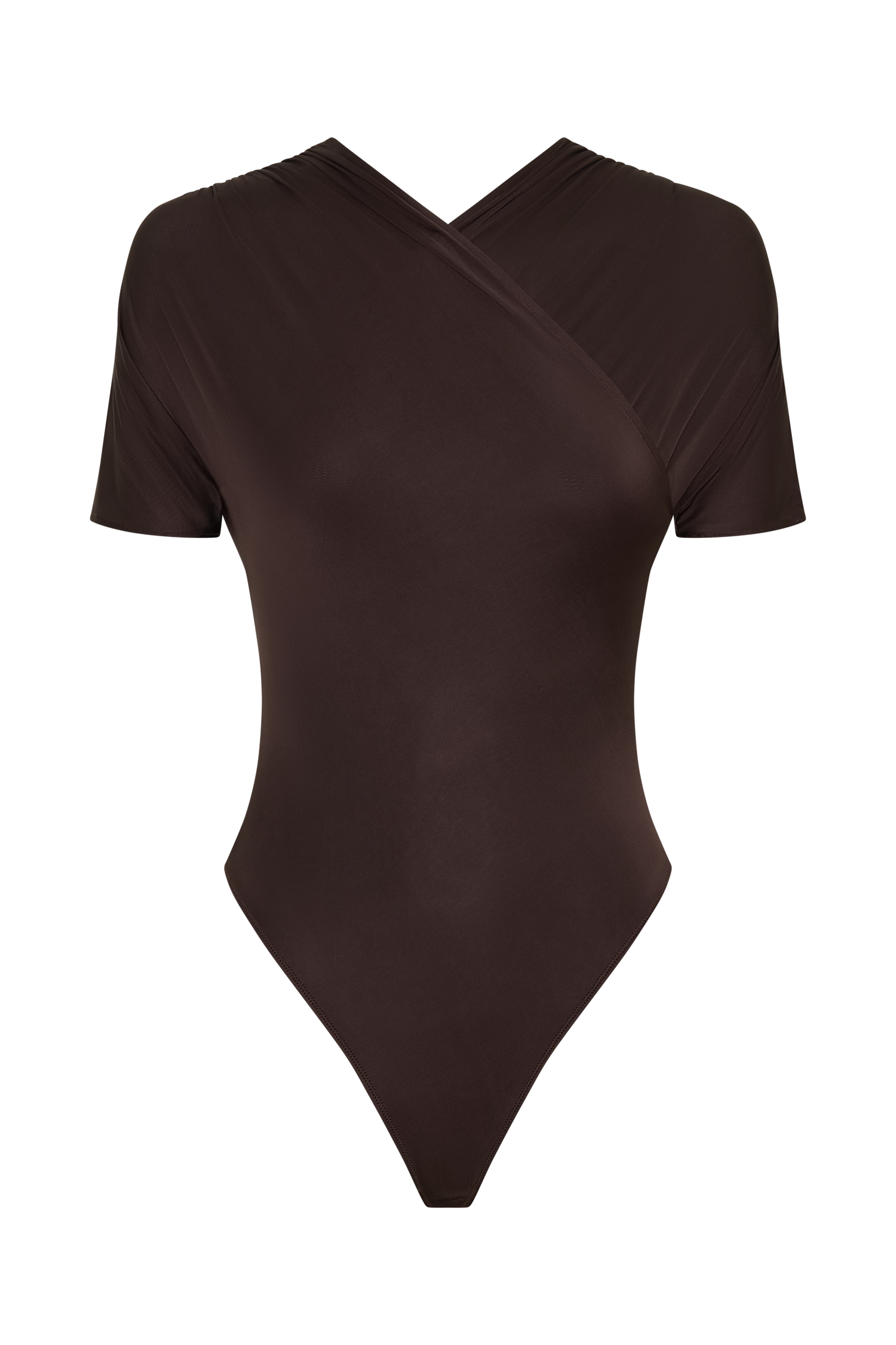 Junie Shortsleeve Cross-Over Bodysuit - Chocolate - Image 12