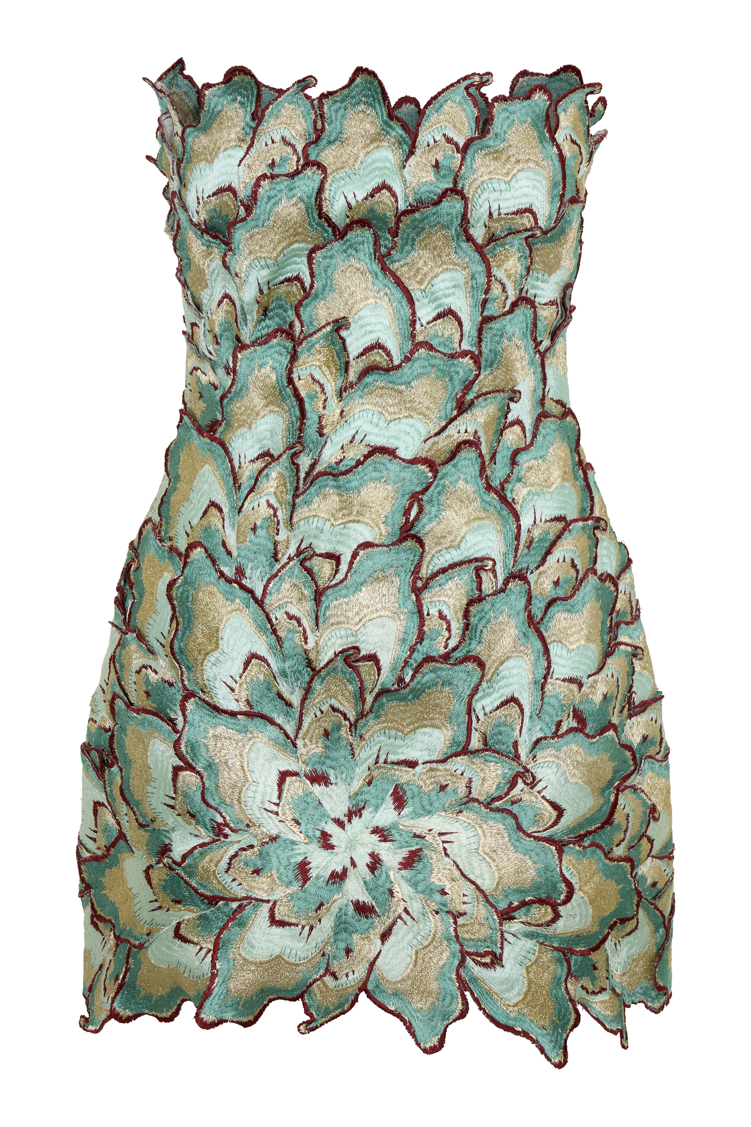 Juniper Hand Embroidered Floral Mini Dress - Gold/Teal - Image 10
