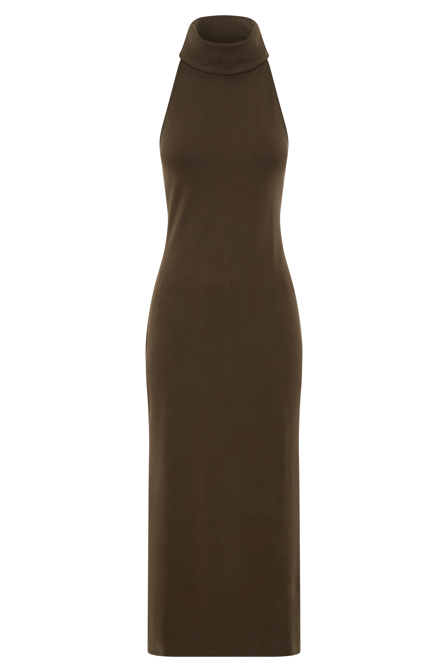 Kennedy High Neck Midi Dress - Chocolate - Image 10