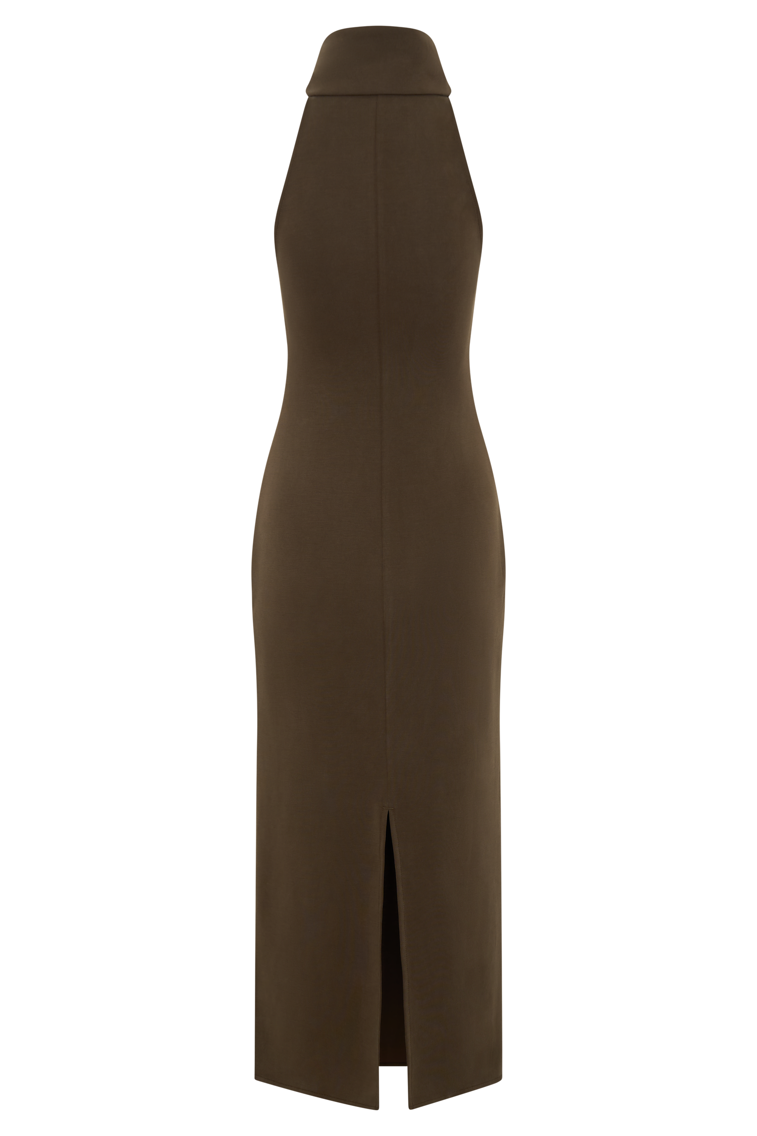 Kennedy High Neck Midi Dress - Chocolate - Image 9