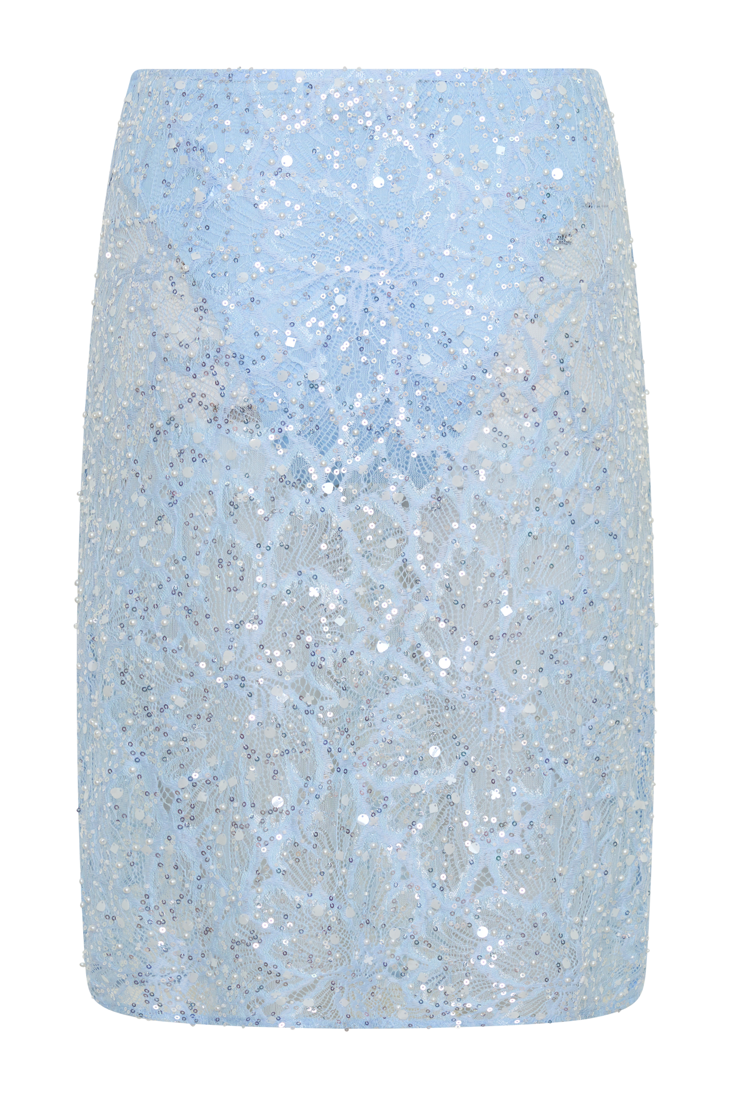 Kiara Pearl Beaded Midi Skirt - Powder Blue - Image 8