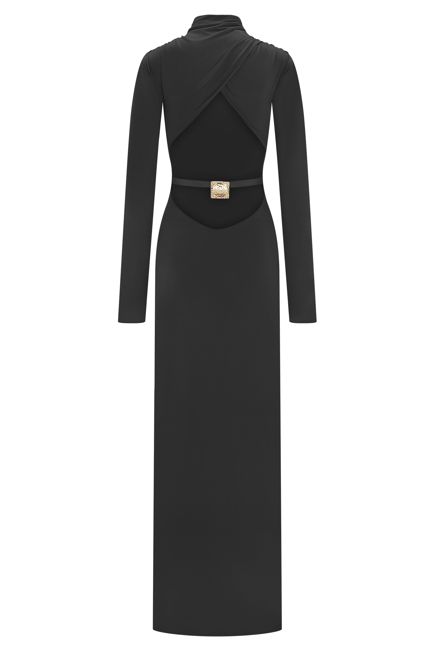 Kiyah Slinky Cut Out Maxi Dress - Black - Image 7