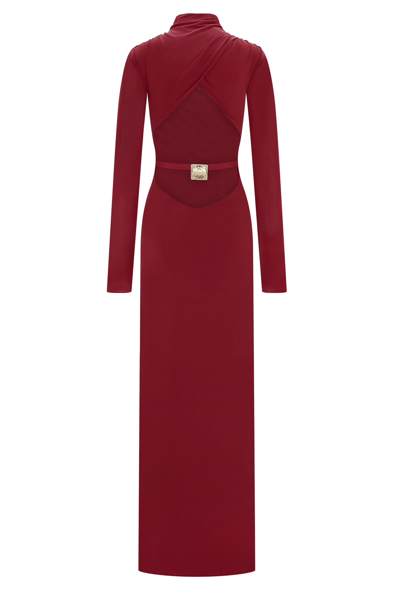 Kiyah Slinky Cut Out Maxi Dress - Red - Image 9
