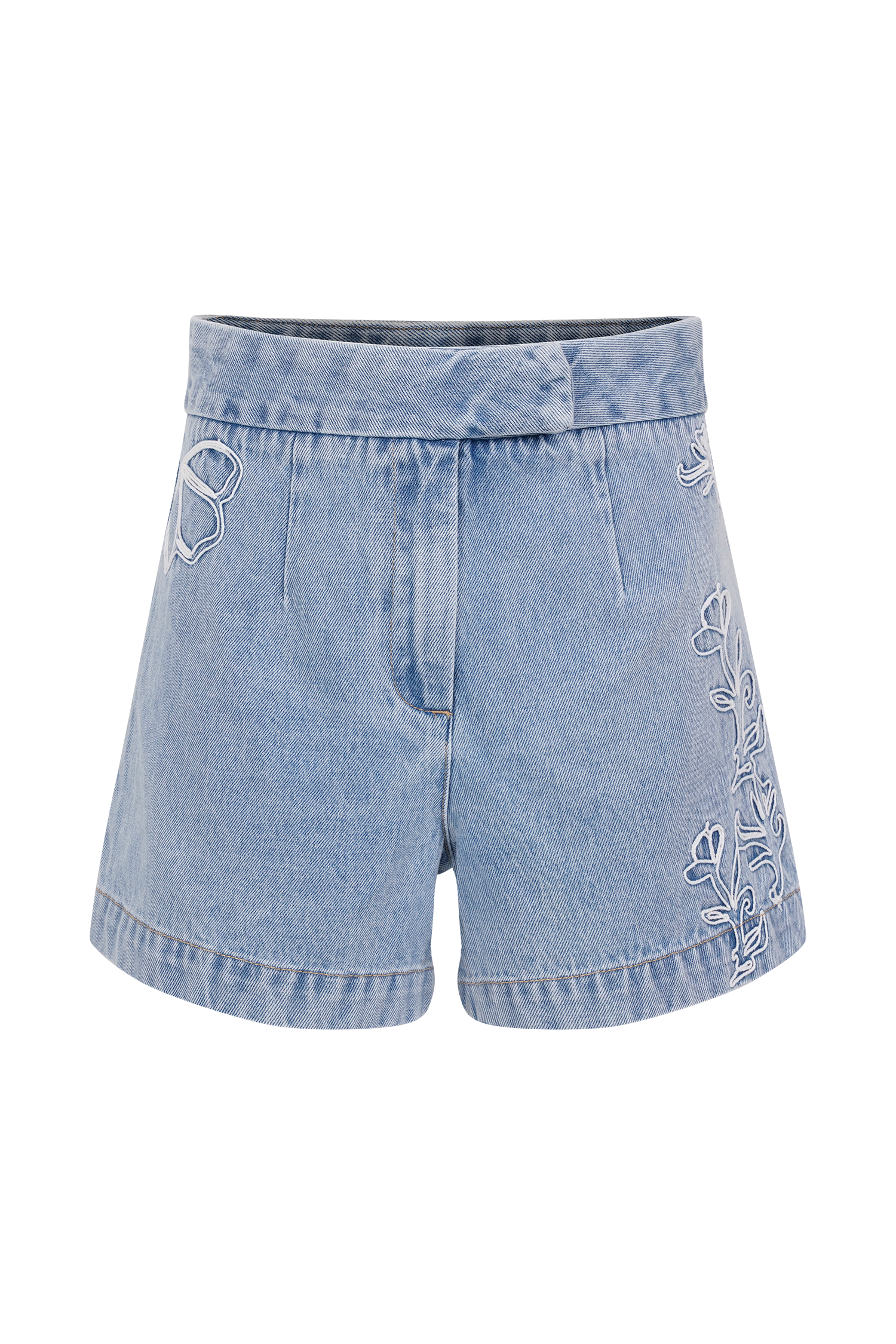 Kylee Embroidered Shorts - Mid Blue - Image 8