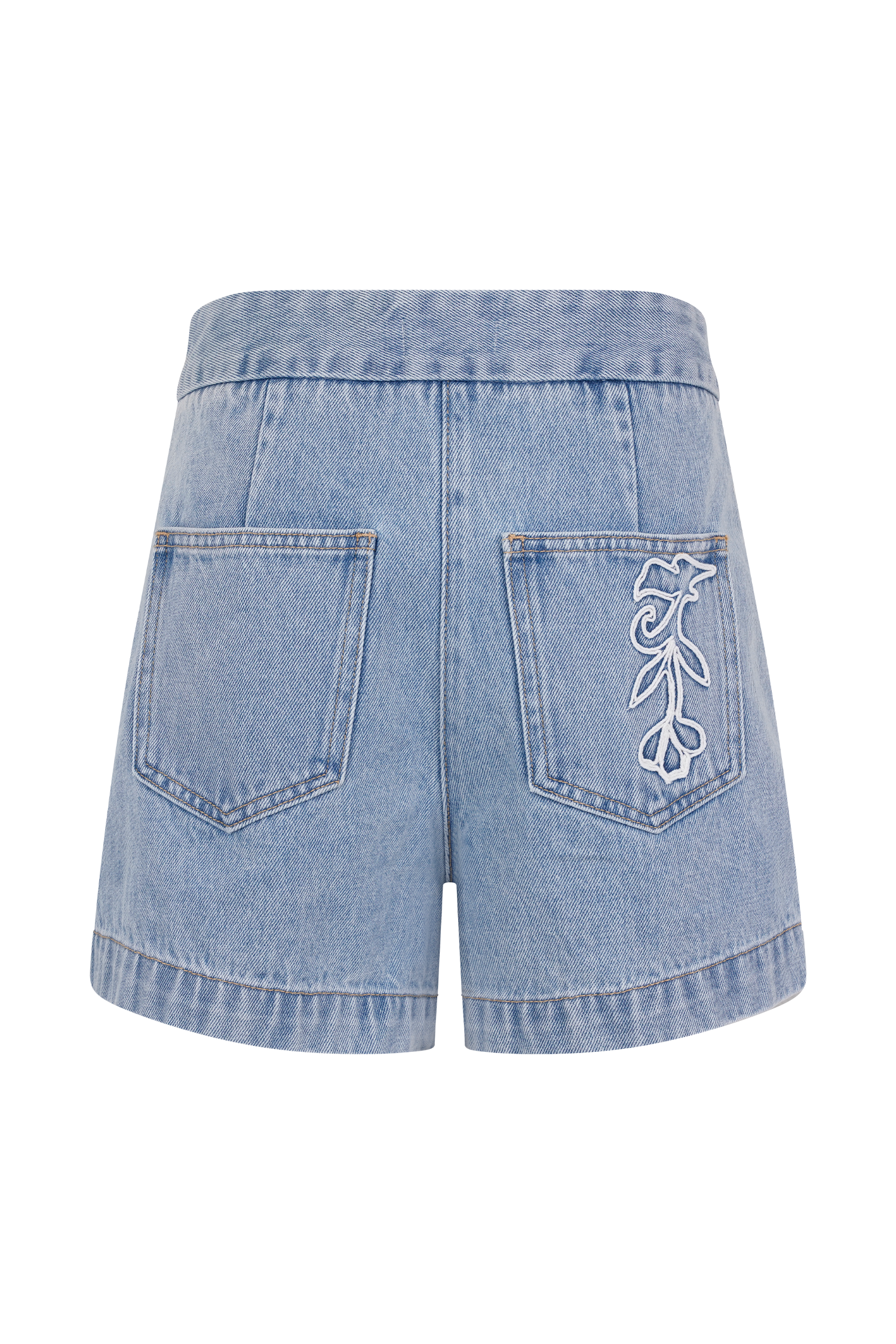 Kylee Embroidered Shorts - Mid Blue - Image 7