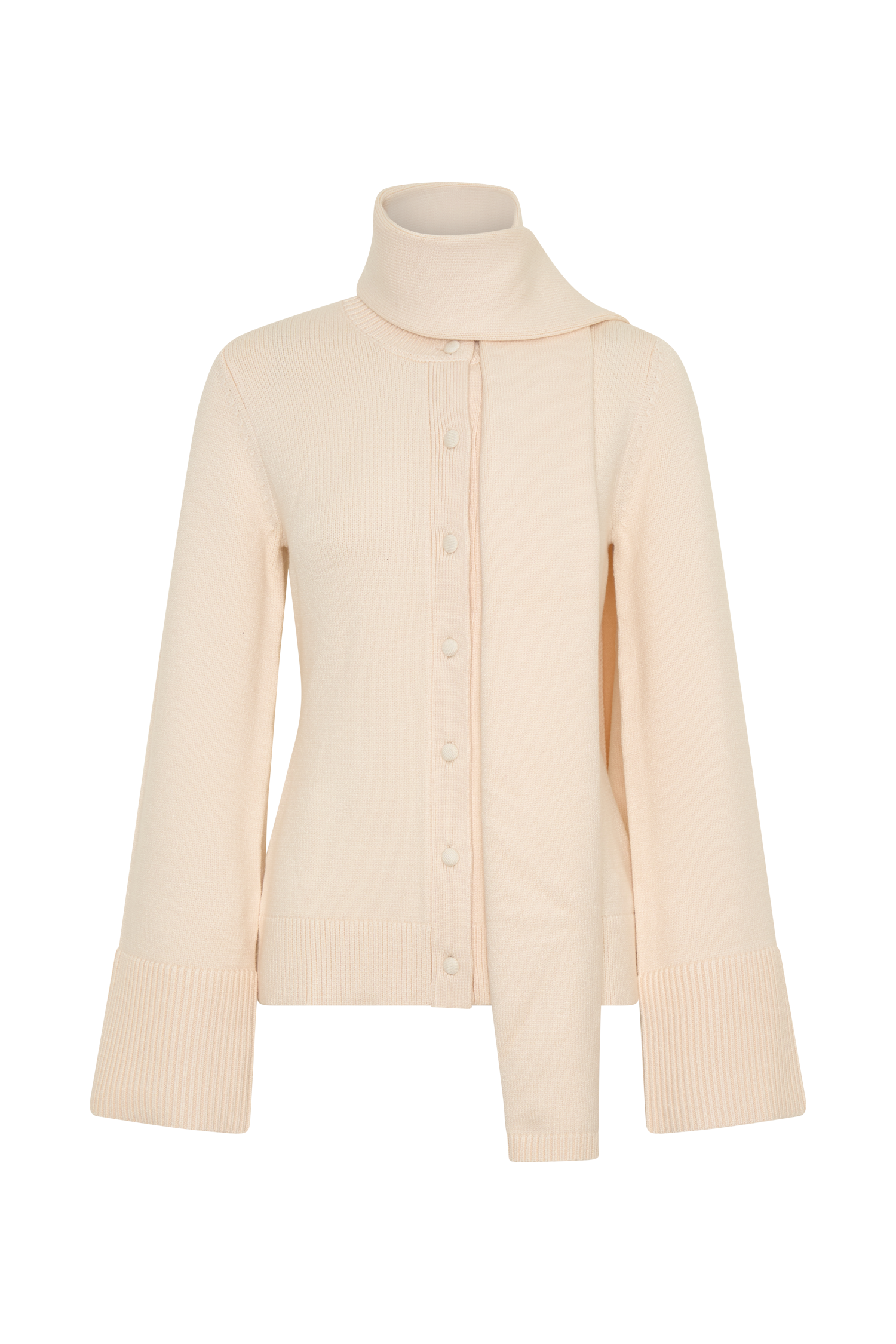 Lara Knit Cardigan With Scarf - Ivory - Image 9
