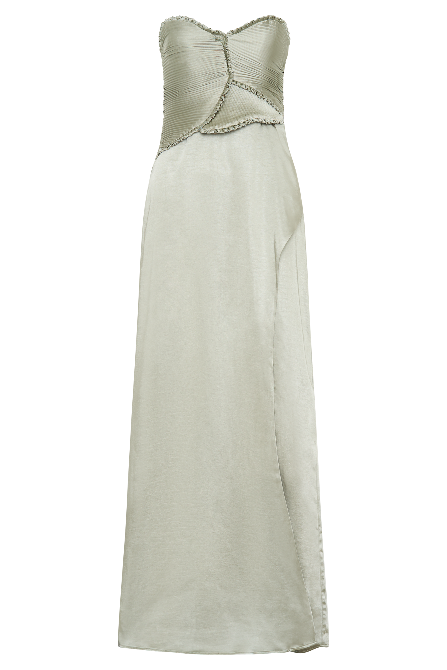 Larissa Satin Maxi Dress With Ruched Petals - Sage - Image 7