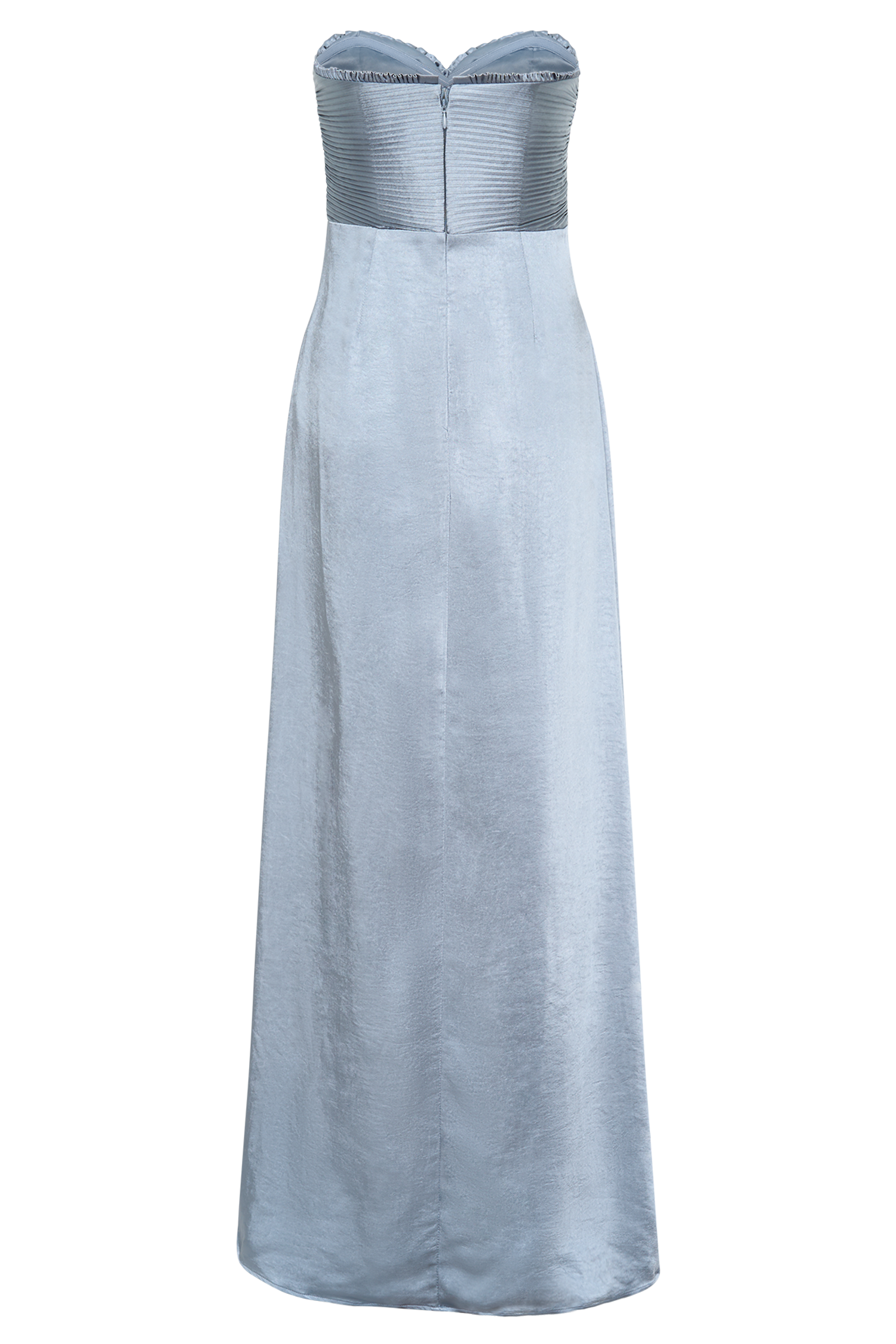 Larissa Satin Maxi Dress With Ruched Petals - Frosted Blue - Image 6