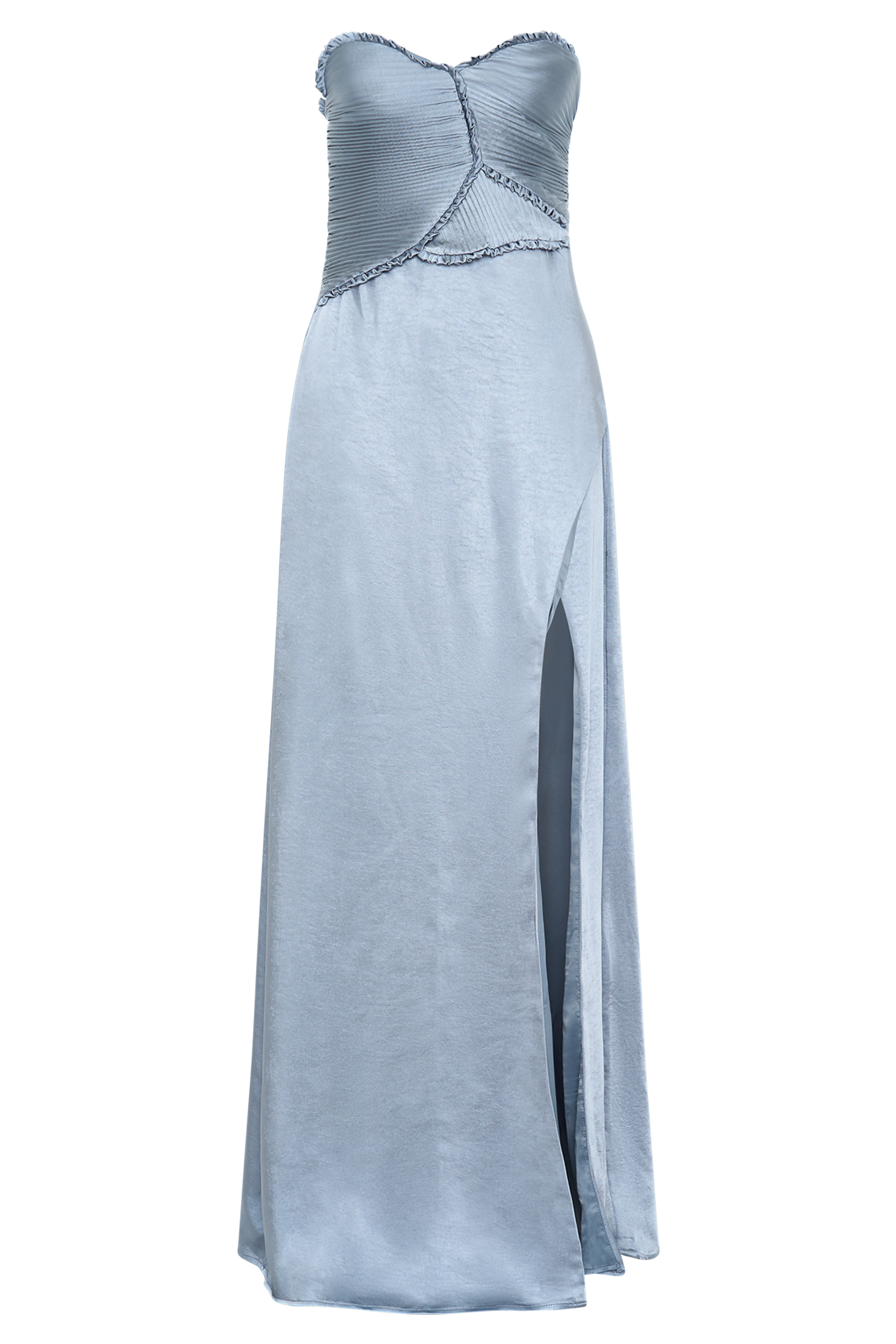 Larissa Satin Maxi Dress With Ruched Petals - Frosted Blue - Image 7