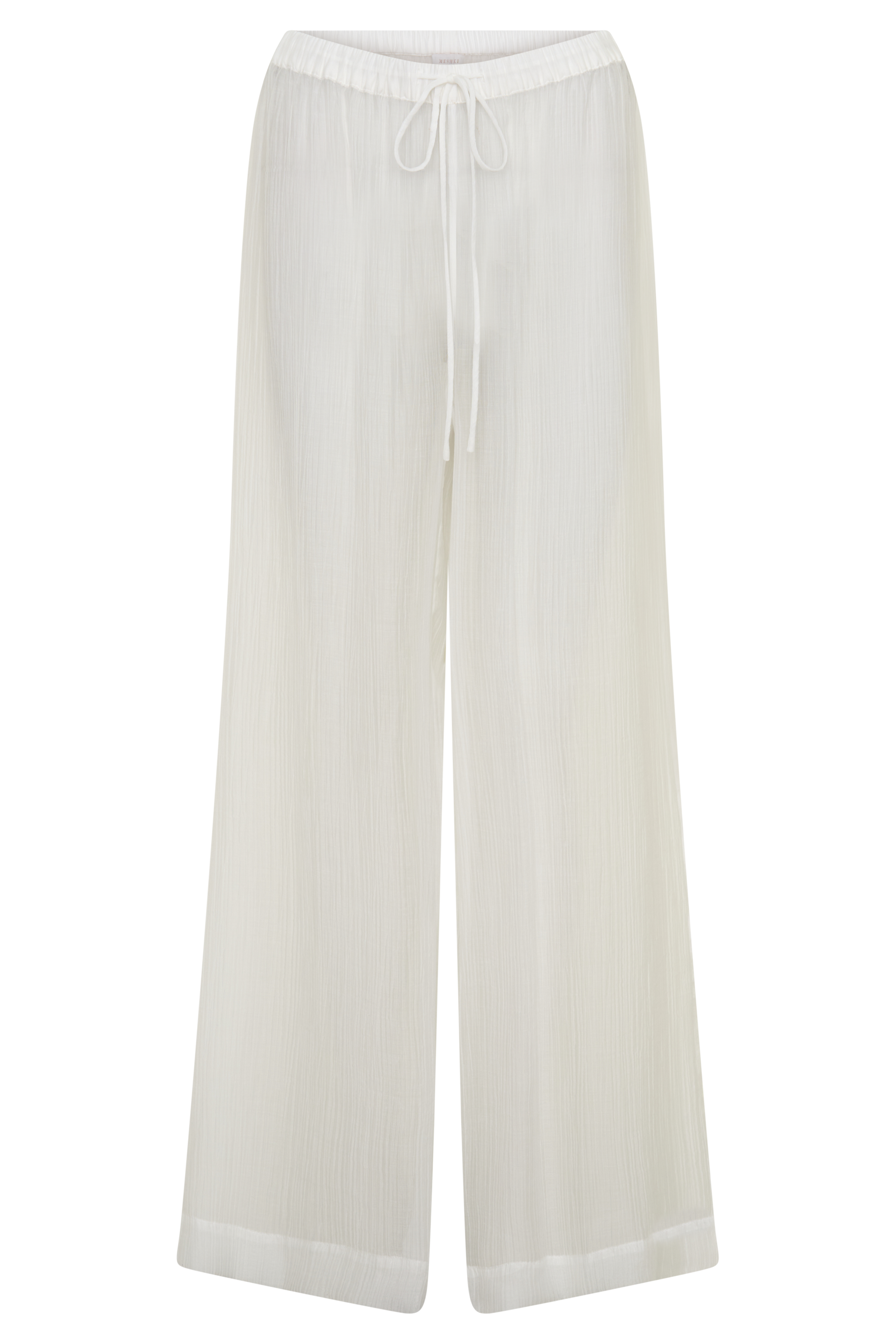 Leilani Sheer Drawstring Wide Leg Pants - Ivory - Image 9