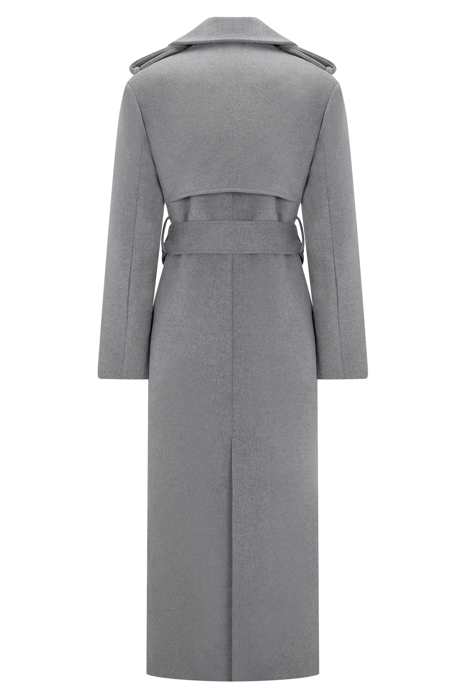 Levi Long Trench Wool Coat - Grey Marle - Image 9