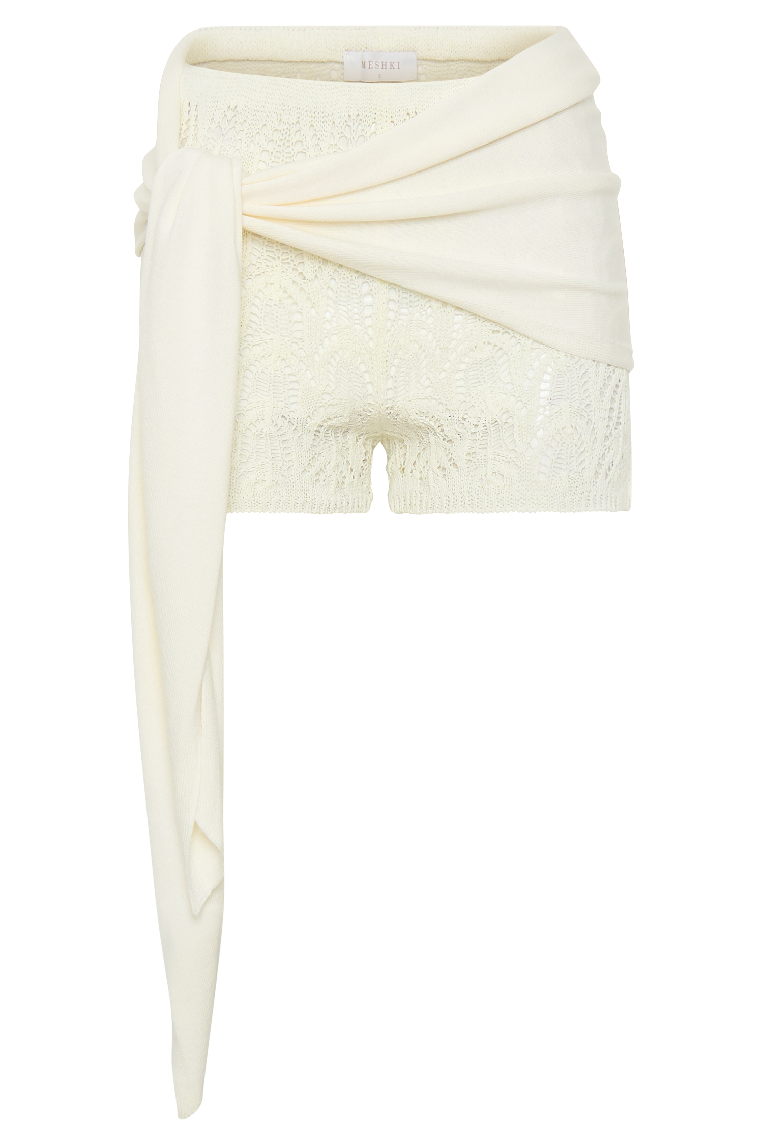 Liora Crochet Shorts With Knit Overlay - Ivory - Image 9