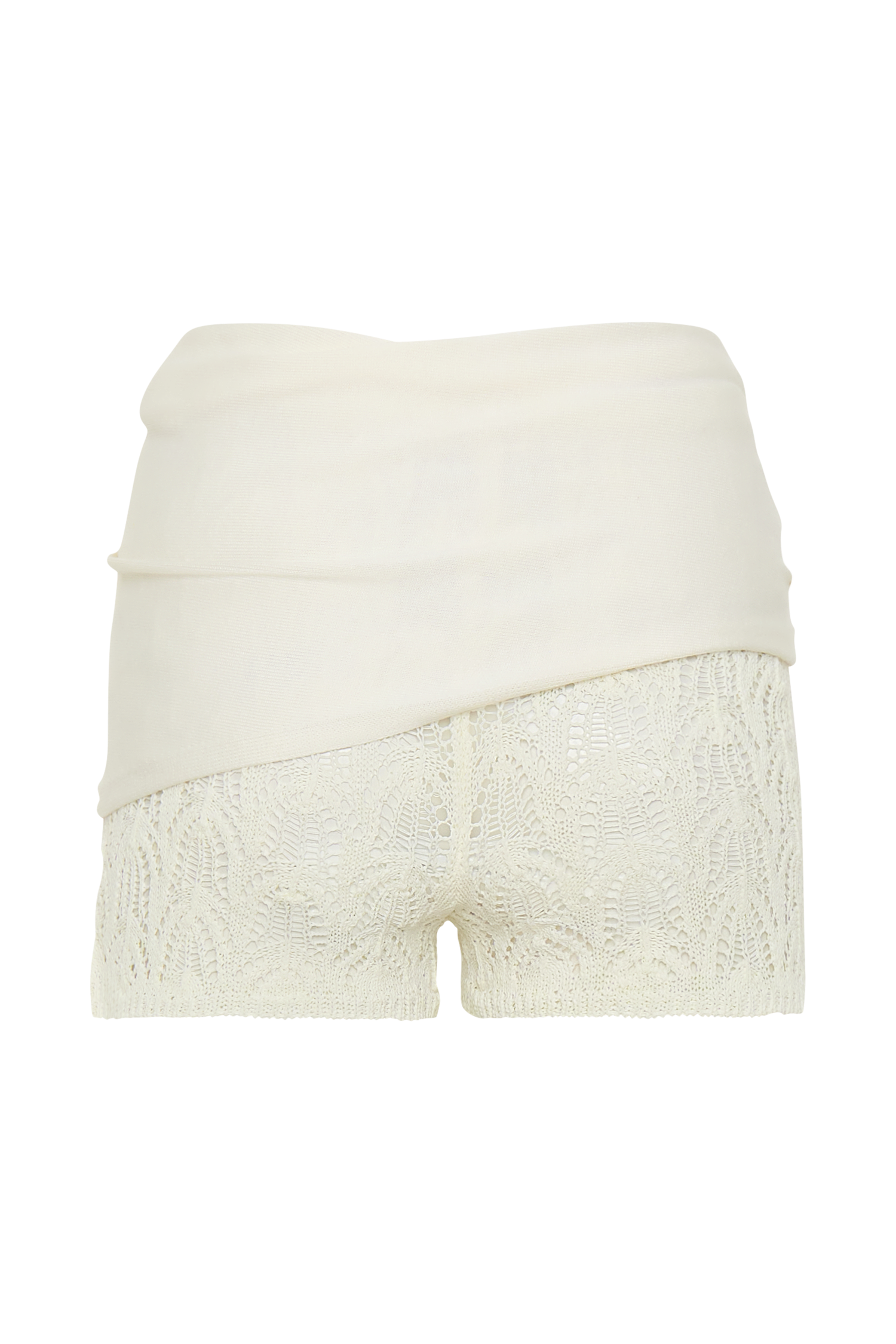 Liora Crochet Shorts With Knit Overlay - Ivory - Image 8