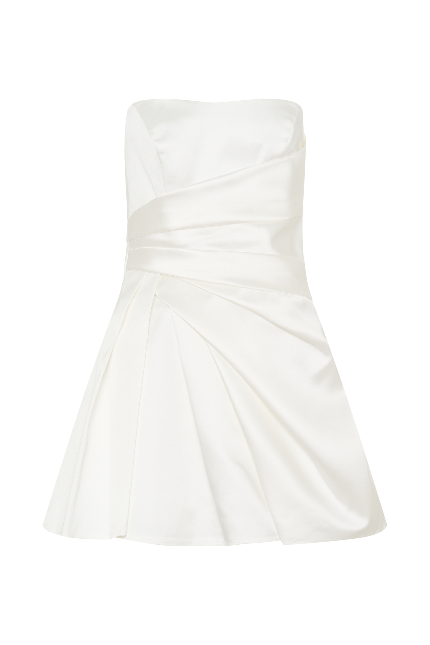 Lora Strapless Satin Mini Dress - White - Image 9