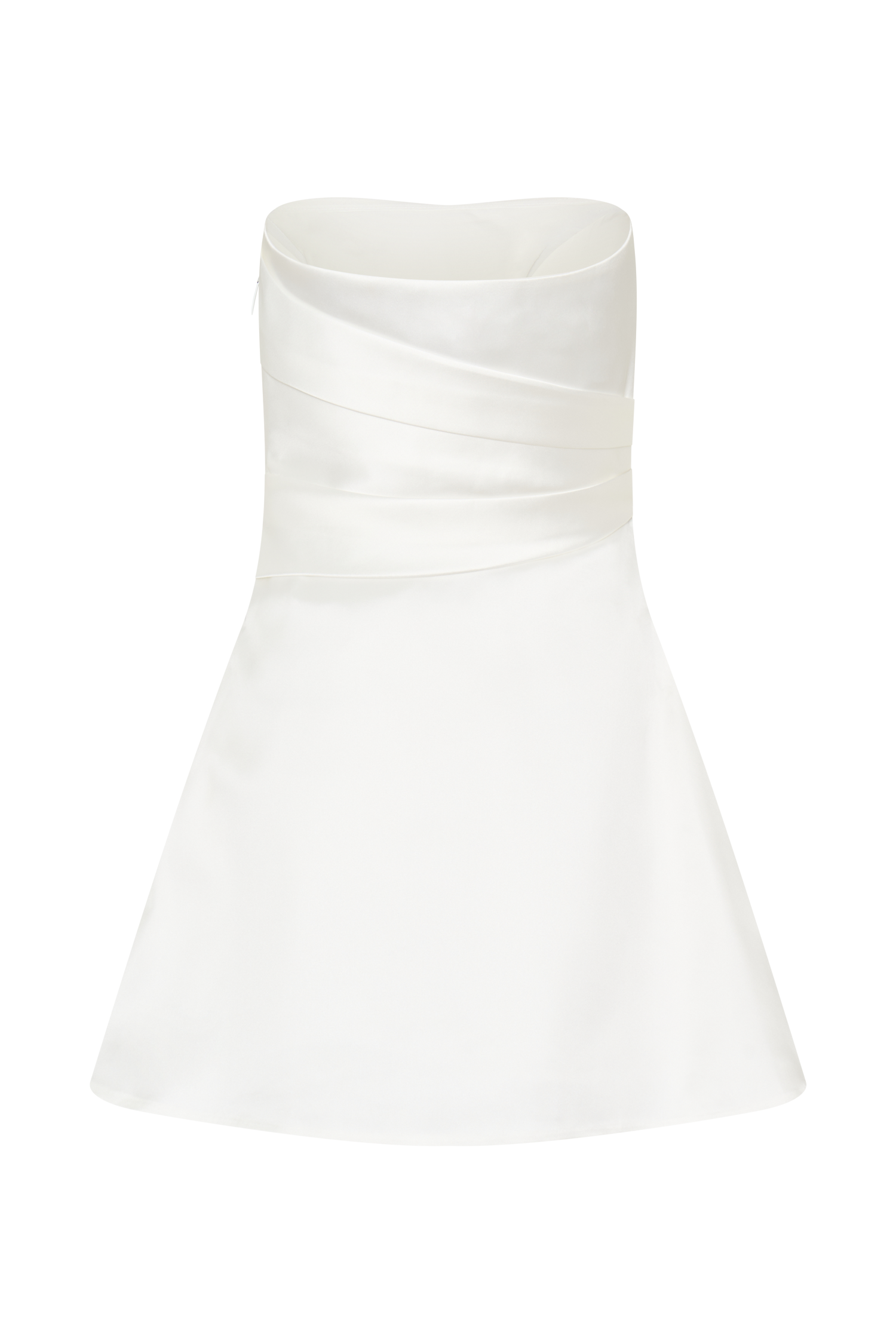 Lora Strapless Satin Mini Dress - White - Image 8