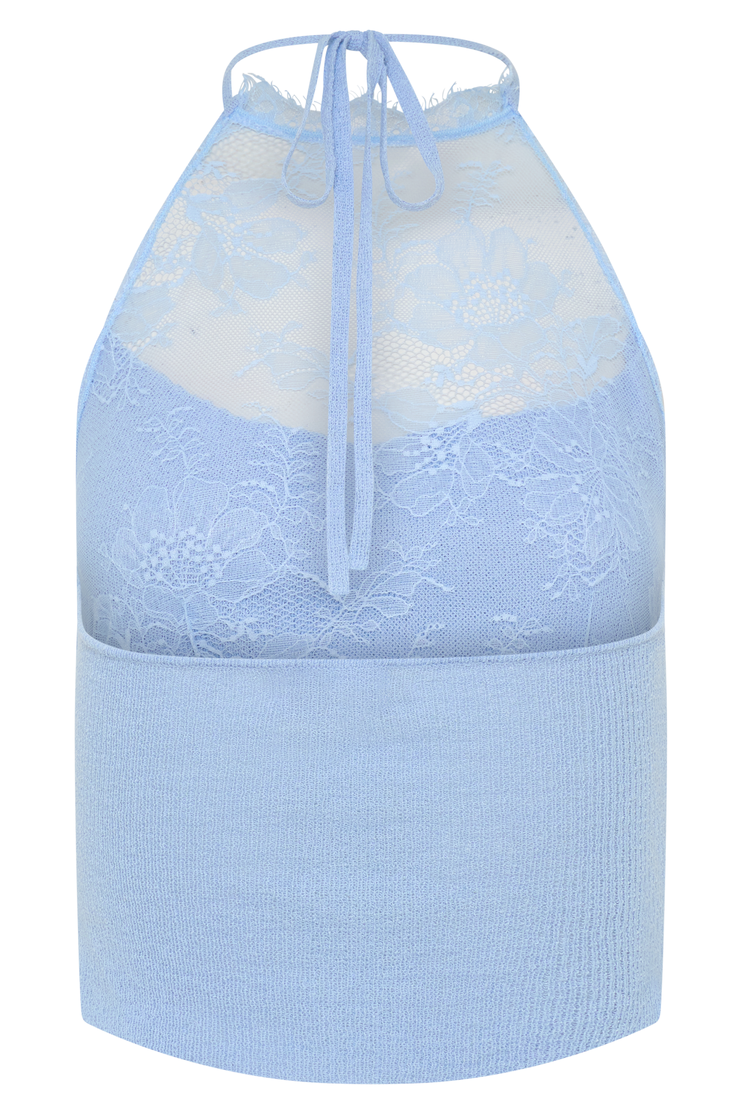 Lucy Lace And Knit Halter Top - Cornflower Blue - Image 8