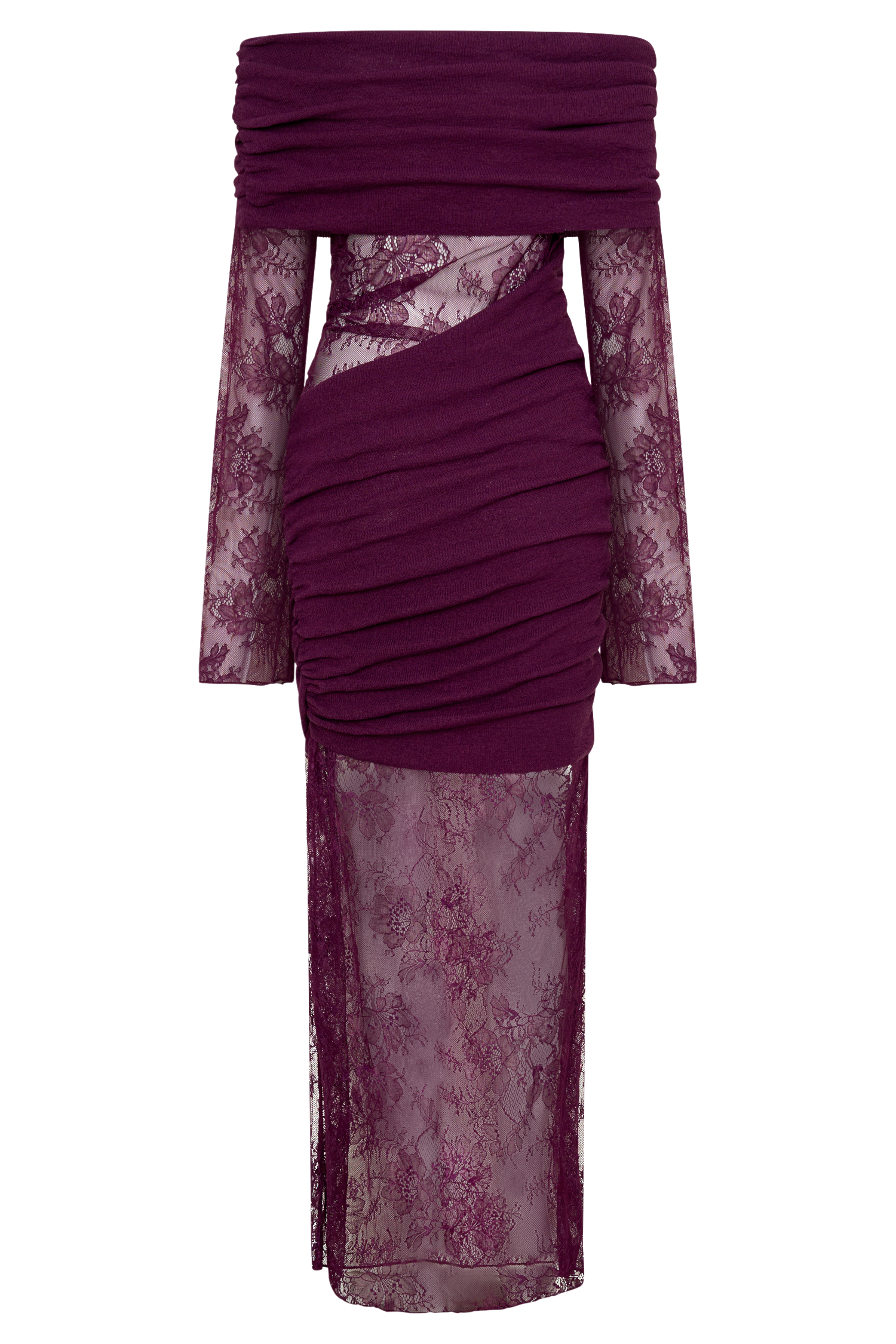 Luxie Lace Knit Maxi Dress - Plum - Image 6