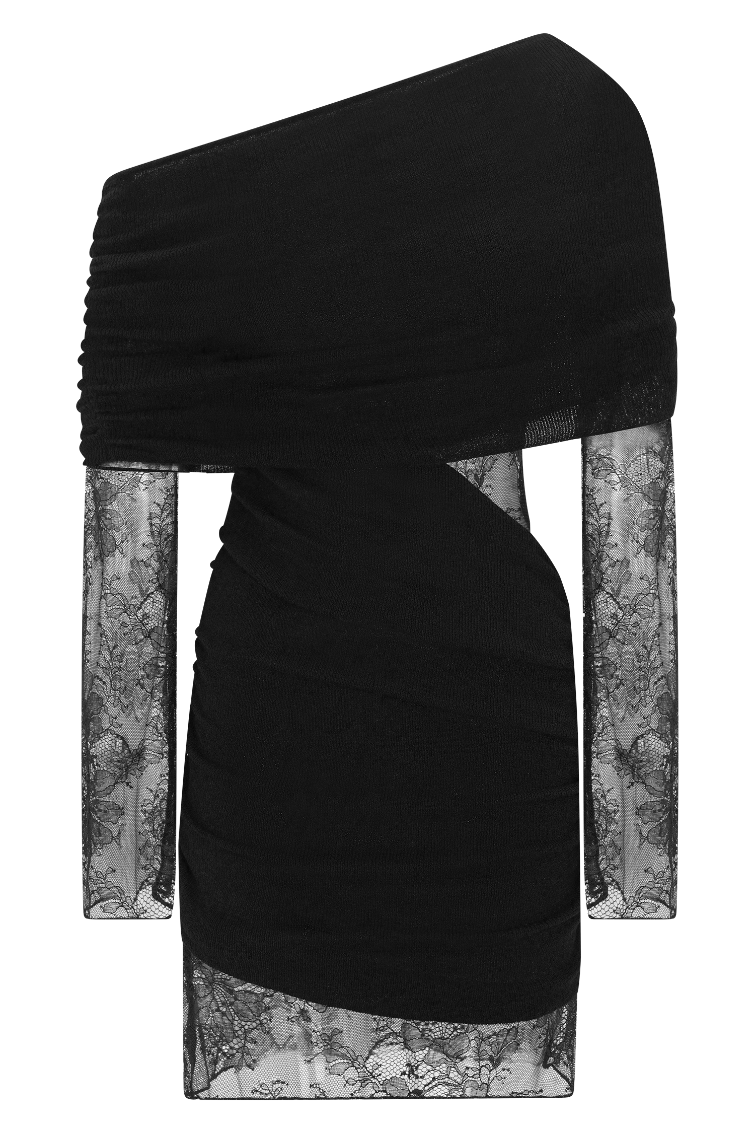 Luxie Lace Knit Mini Dress - Black - Image 8