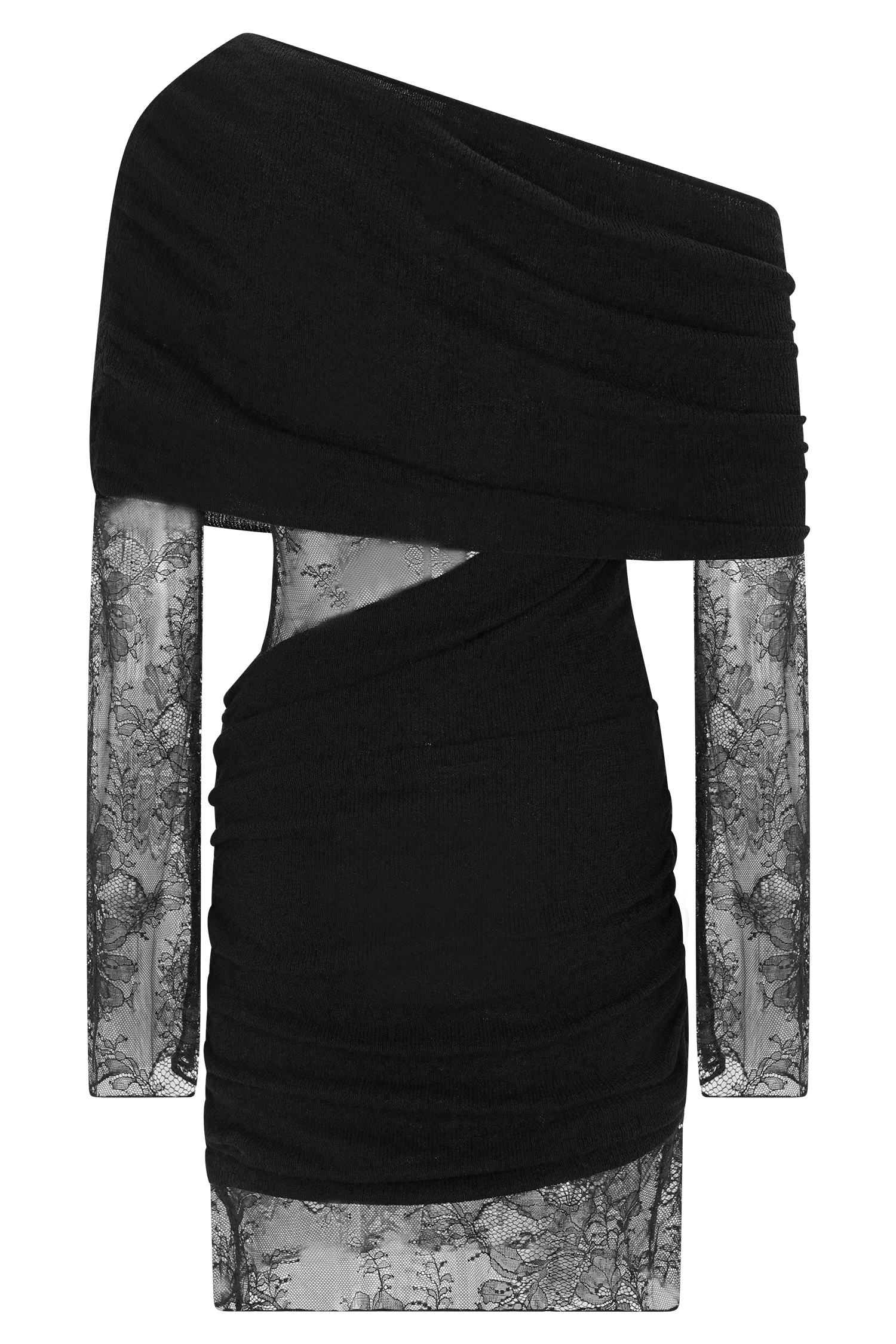 Luxie Lace Knit Mini Dress - Black - Image 7