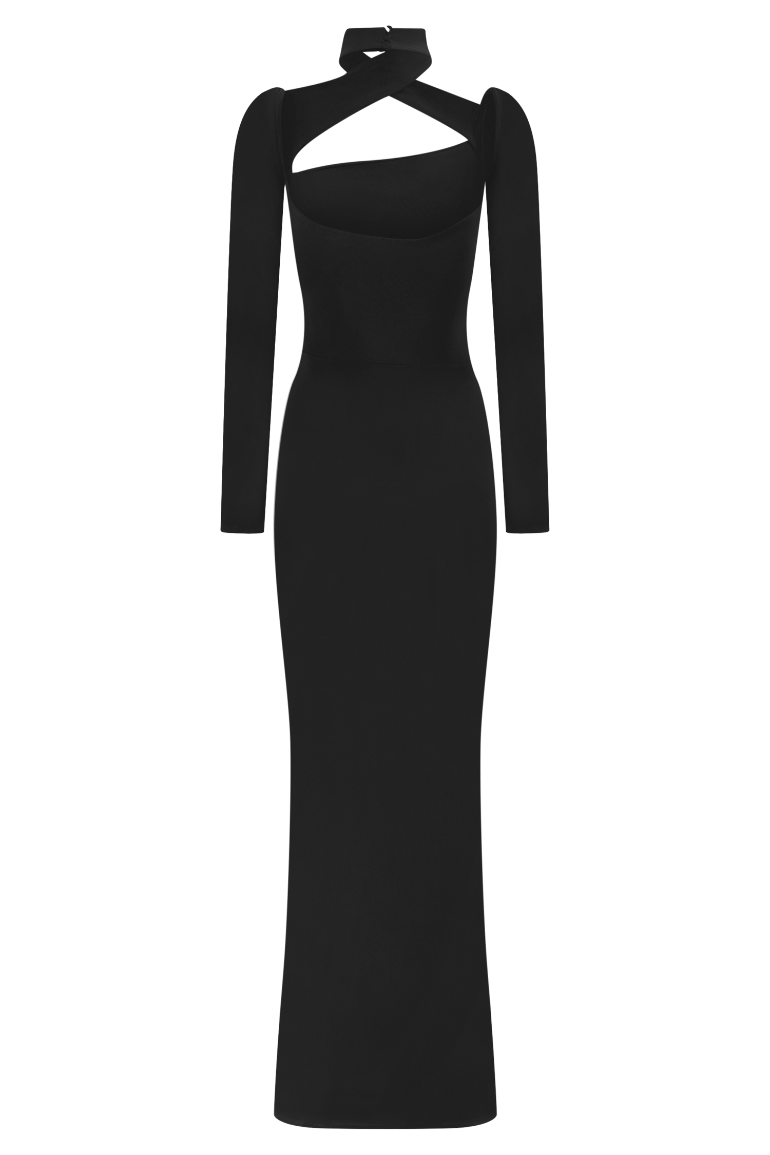 Lyndon Long Sleeve Slinky Maxi Dress - Black - Image 7