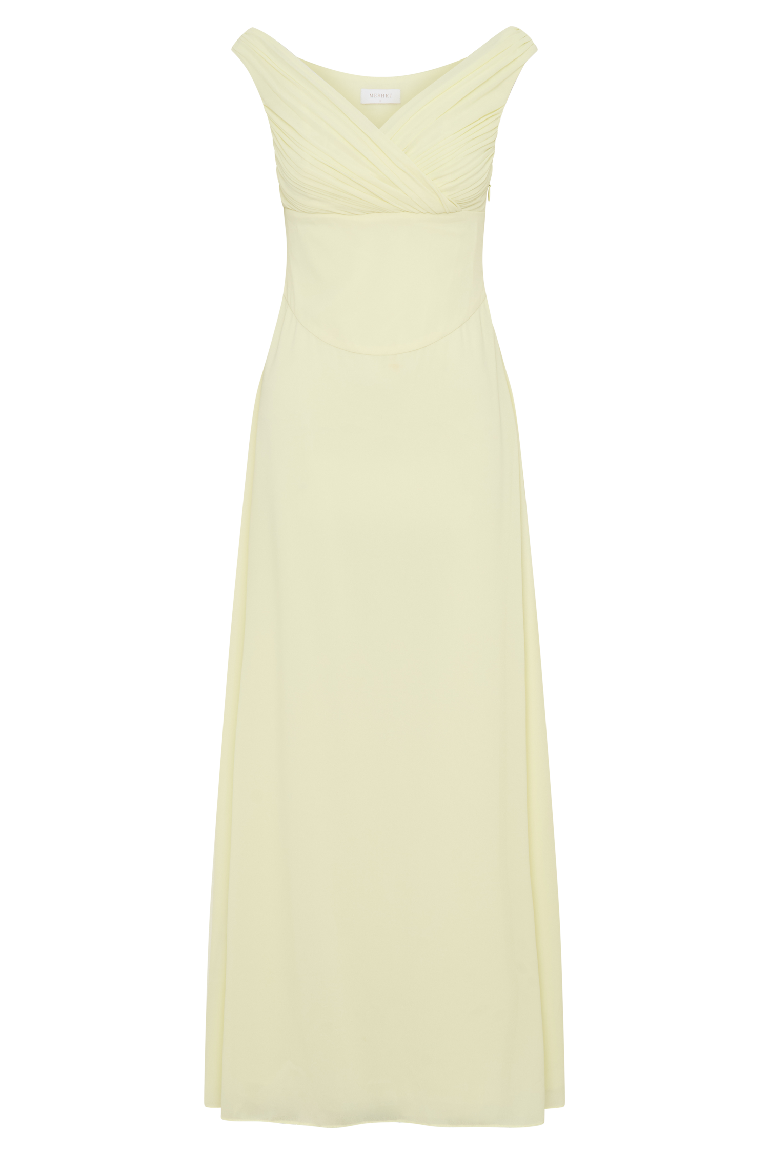 Mabel Off Shoulder Chiffon Maxi Dress - Lemon - Image 13