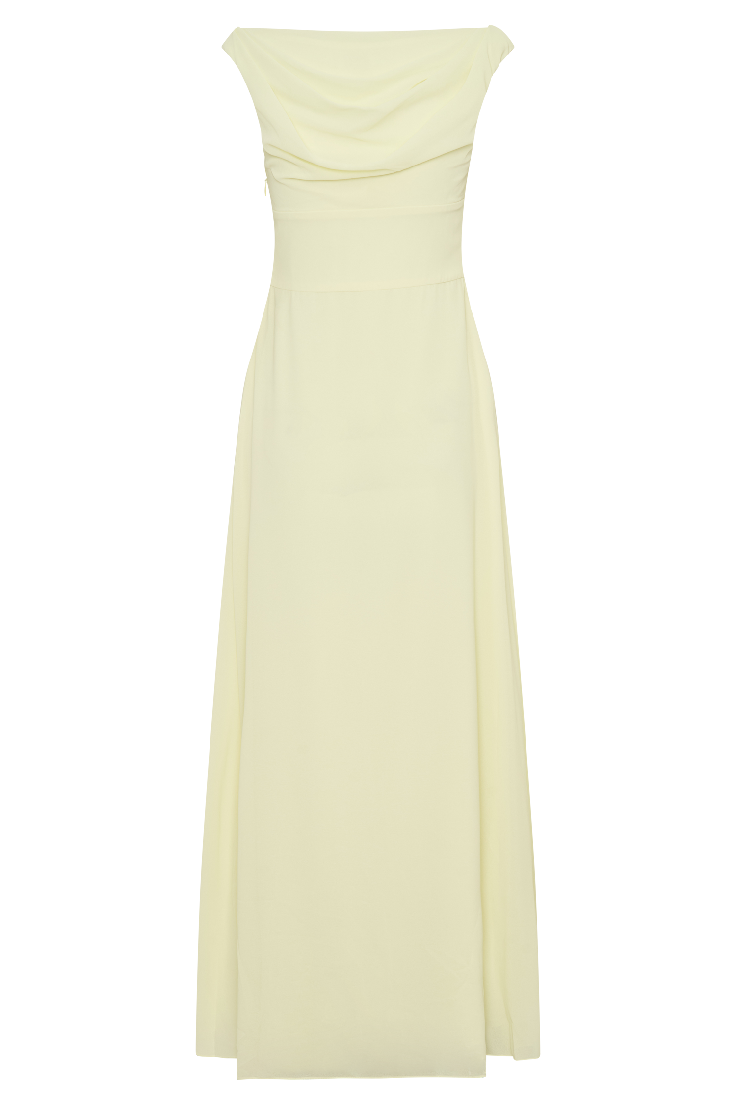 Mabel Off Shoulder Chiffon Maxi Dress - Lemon - Image 12
