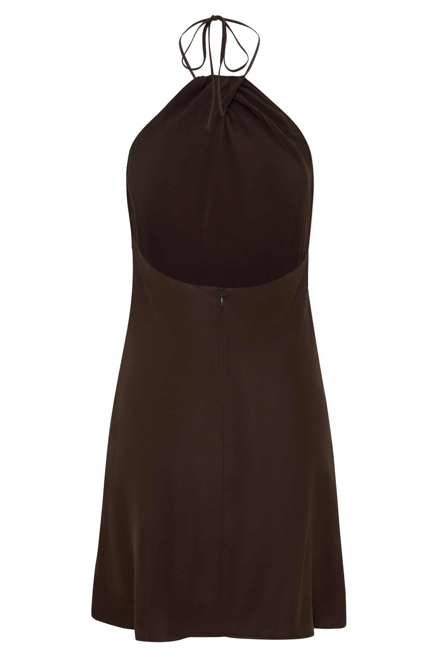 Maggie Cupro Halter Mini Dress - Dark Chocolate - Image 6