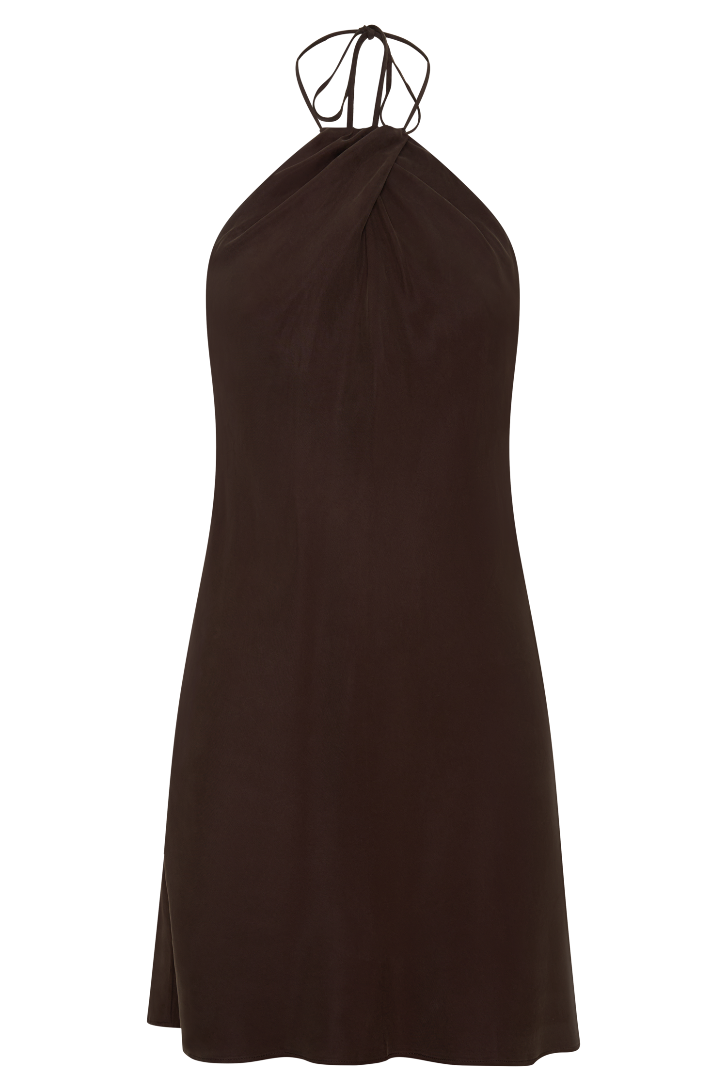 Maggie Cupro Halter Mini Dress - Dark Chocolate - Image 7